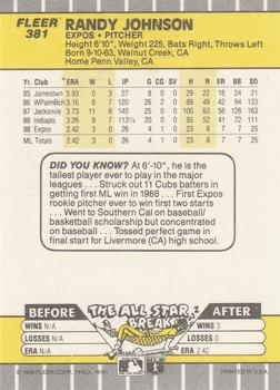 1989 Fleer #381a Randy Johnson BCCG 10