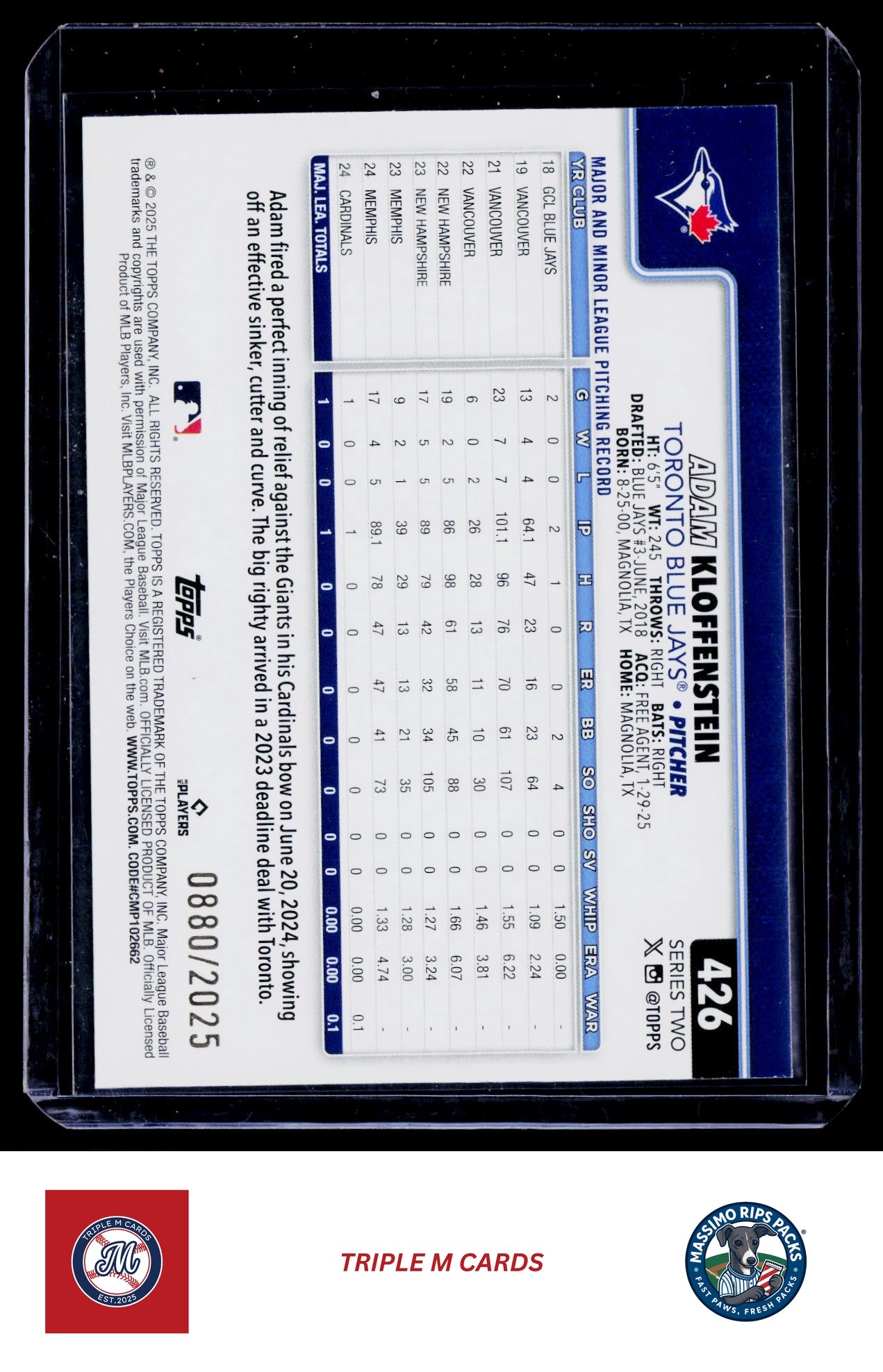 2025 Topps #426 Adam Kloffenstein