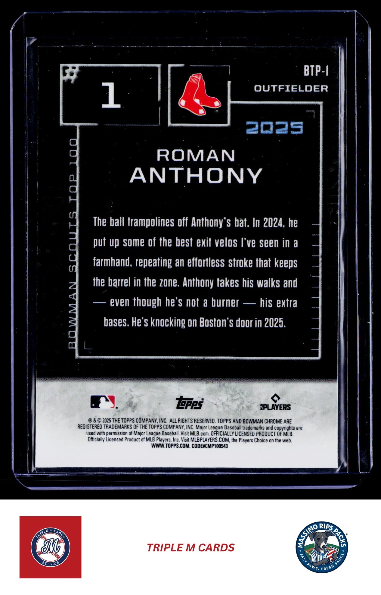 2025 Bowman #BTP-1 Roman Anthony Bowman Scouts Top 100