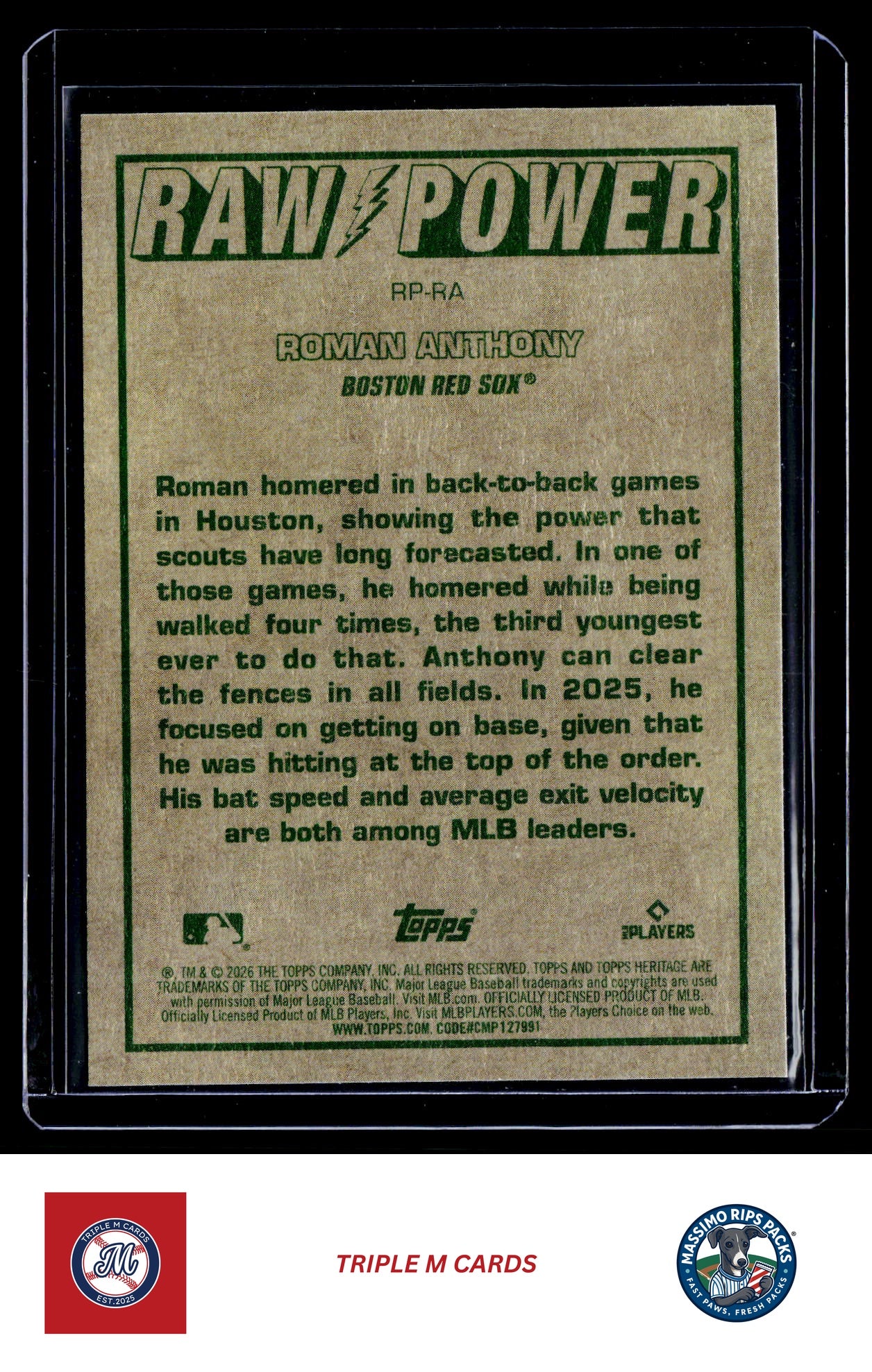 2026 Topps Heritage #RP-RA Roman Anthony Raw Power