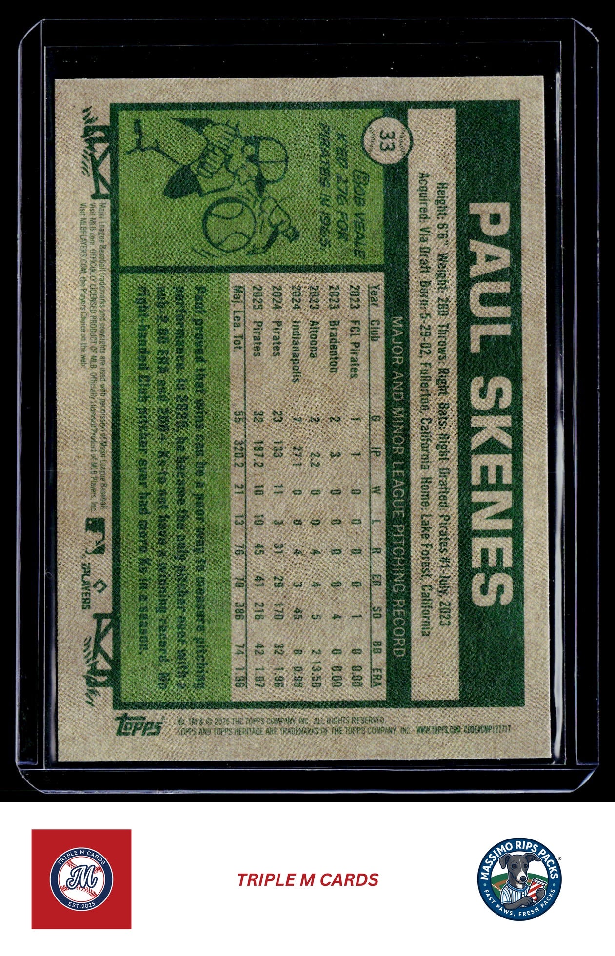 2026 Topps Heritage #33 Paul Skenes