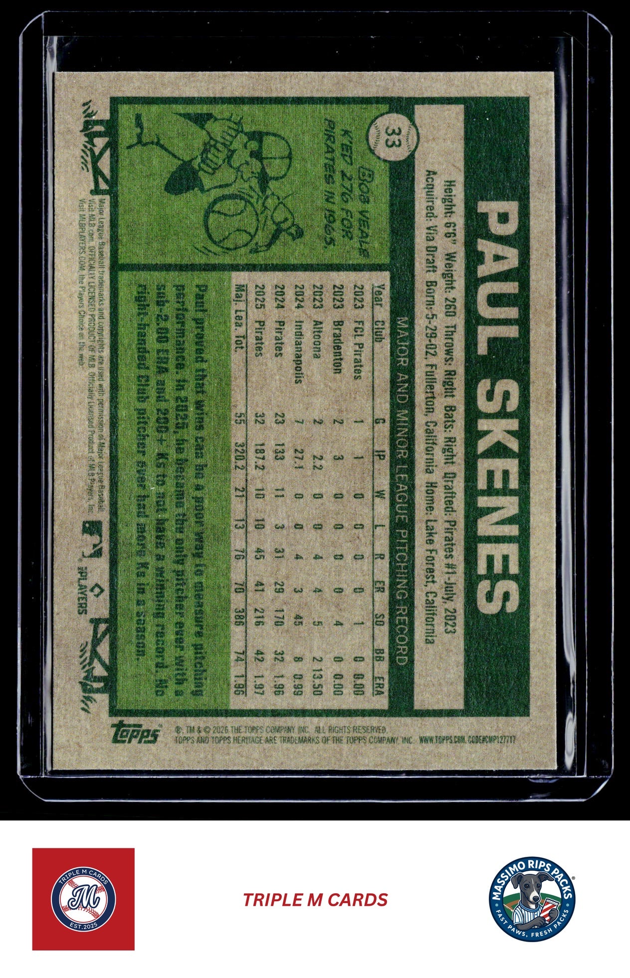 2026 Topps Heritage #33 Paul Skenes