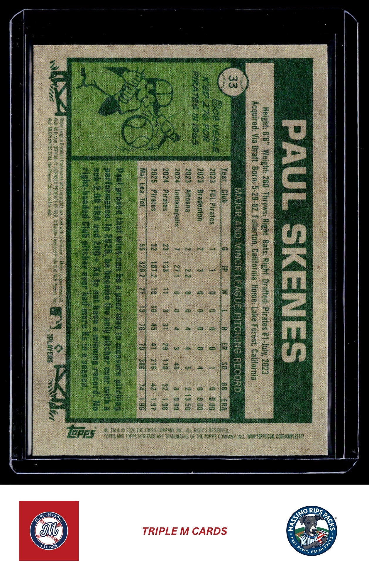 2026 Topps Heritage #33 Paul Skenes