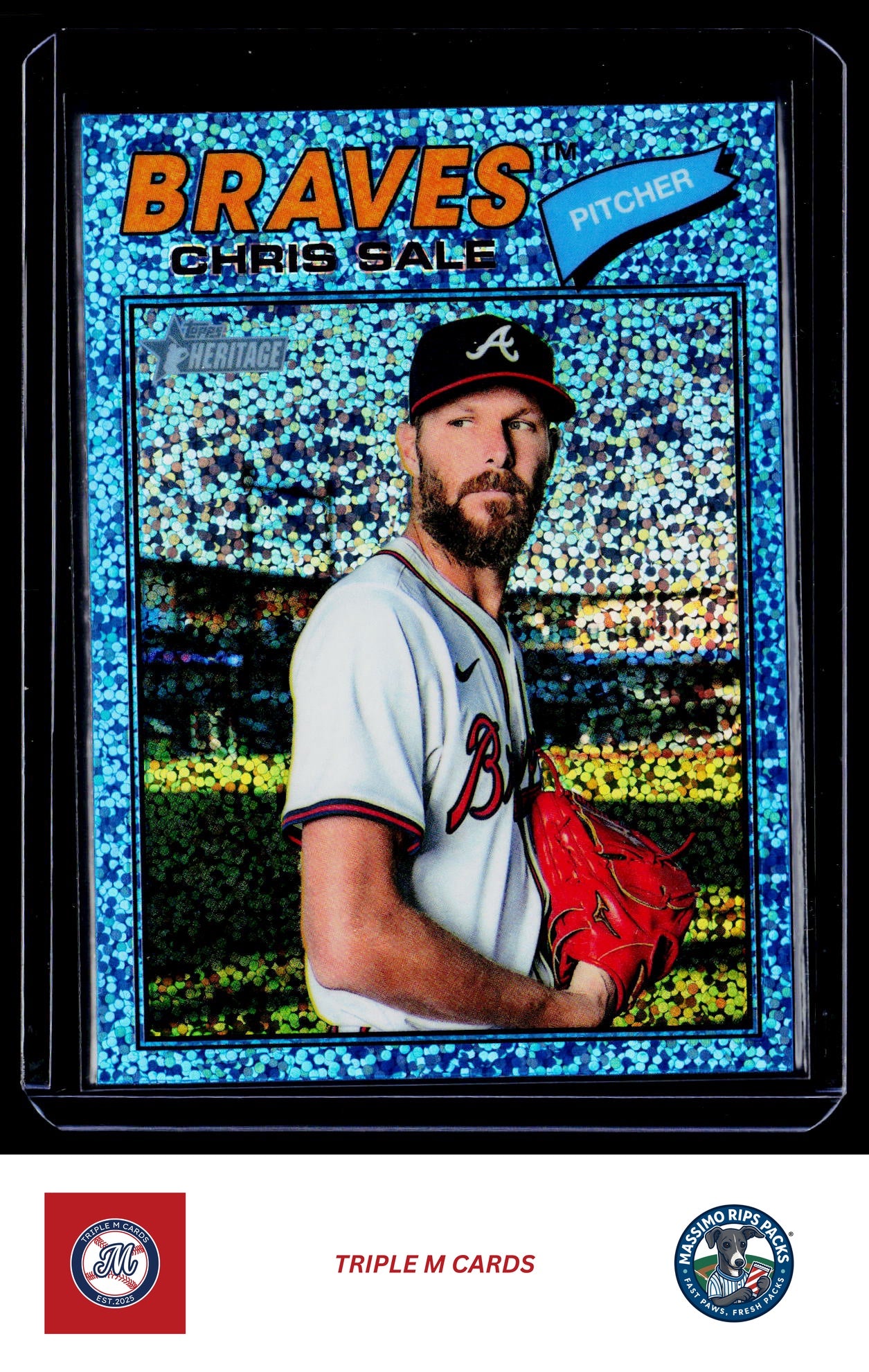 2026 Topps Heritage #278 Chris Sale Chrome Light Blue Sparkle Refractors