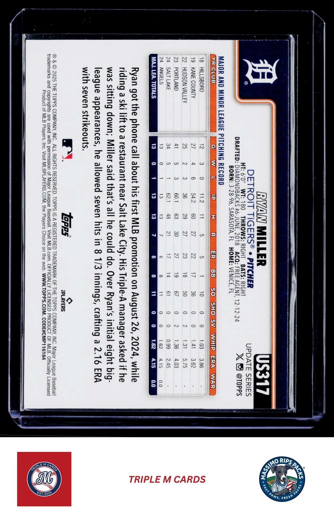 2025 Topps Update #US317 Ryan Miller Holo Foil