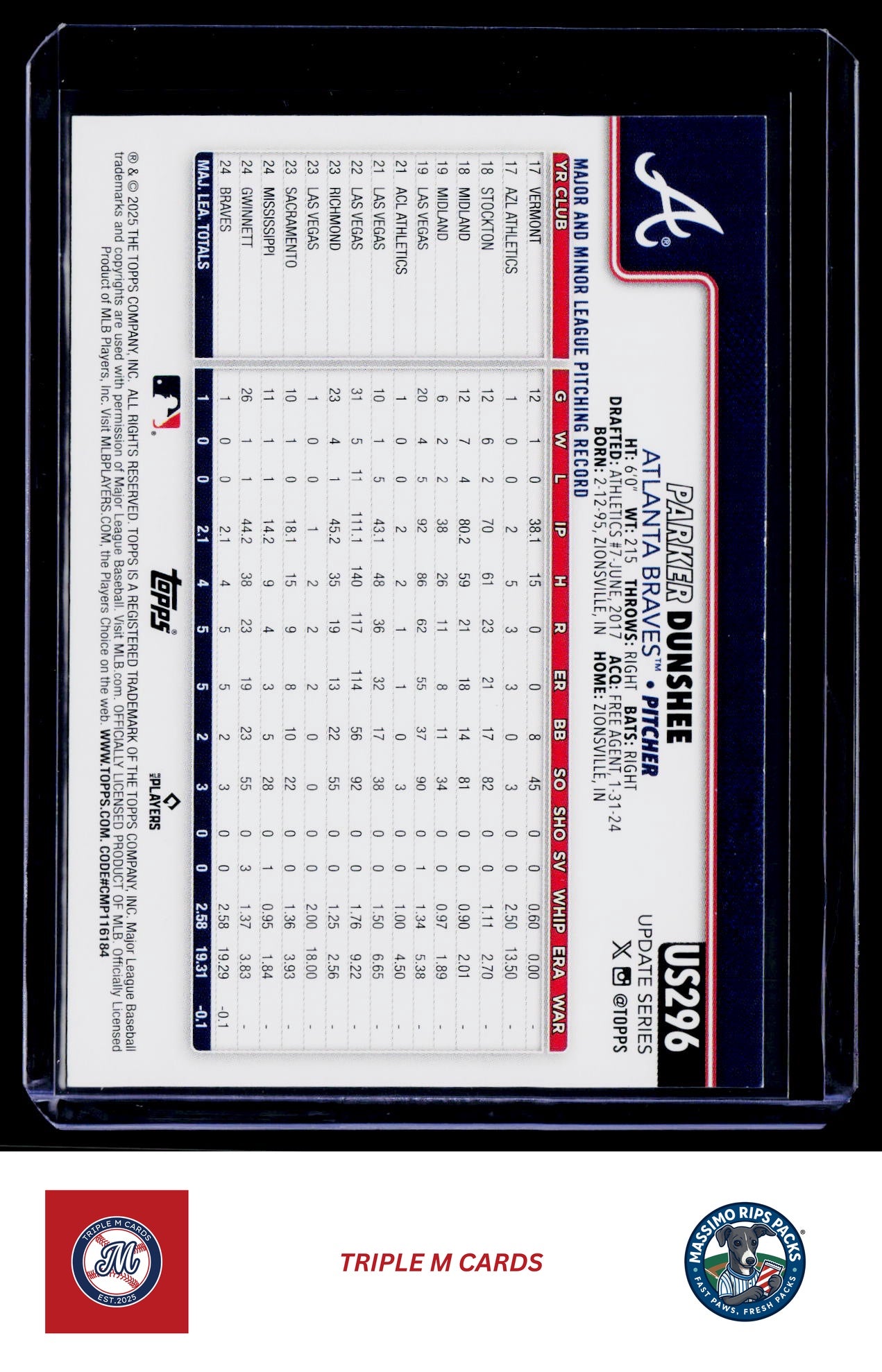 2025 Topps Update #US296 Parker Dunshee