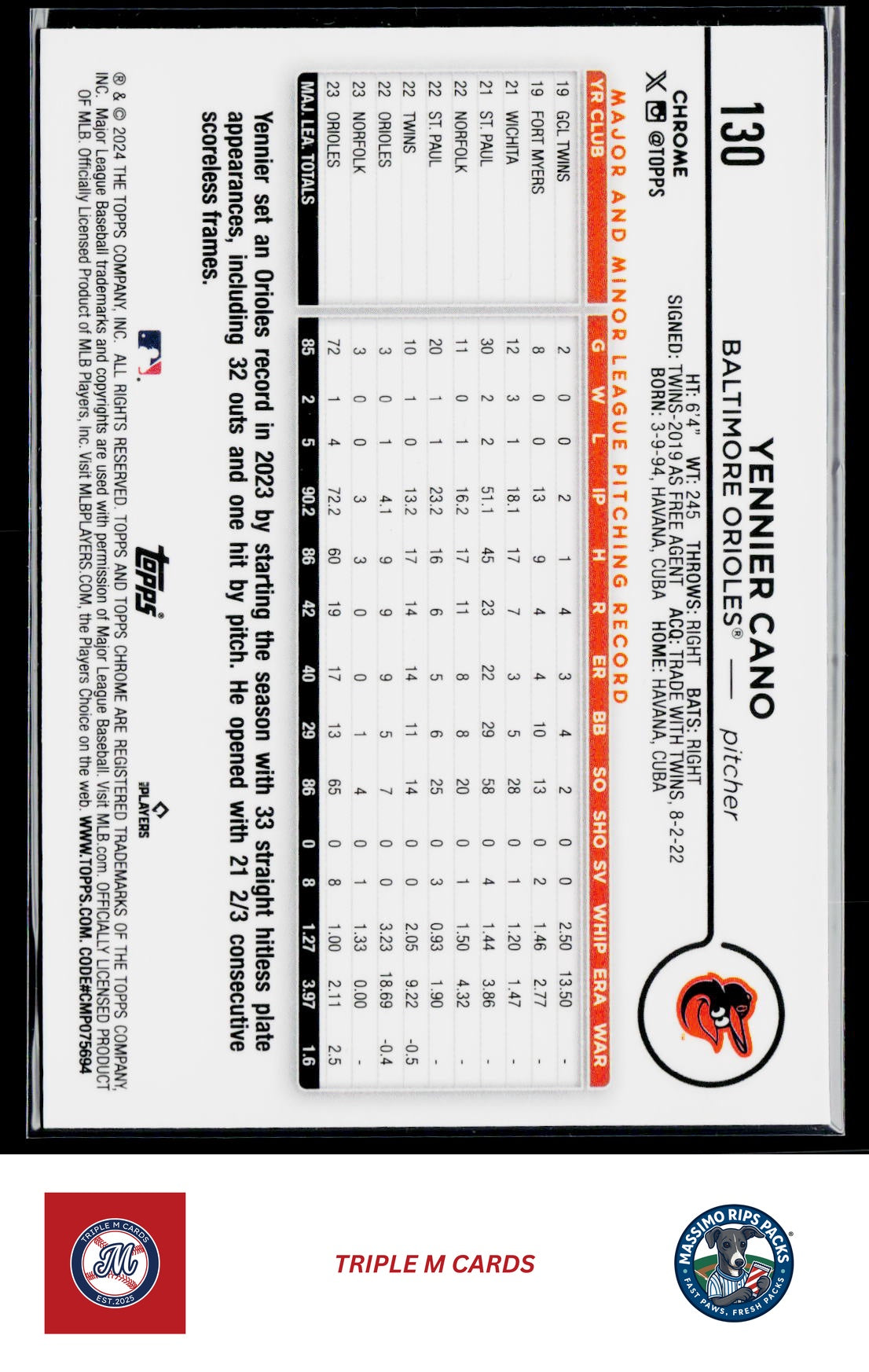2024 Topps Chrome #130 Yennier Cano