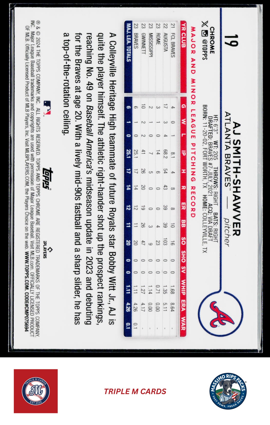 2024 Topps Chrome #19 AJ Smith-Shawver