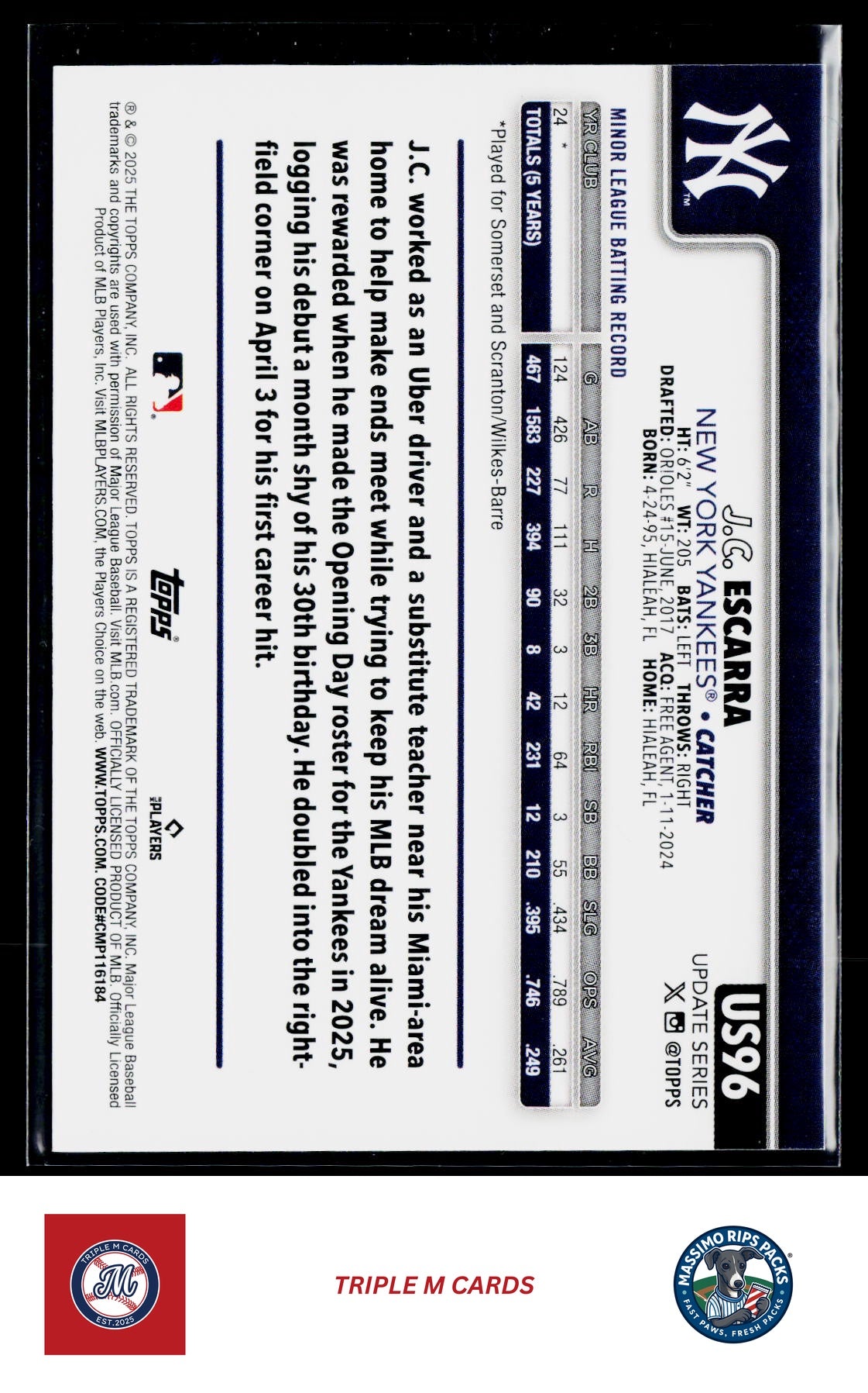 2025 Topps Update #US96 J.C. Escarra