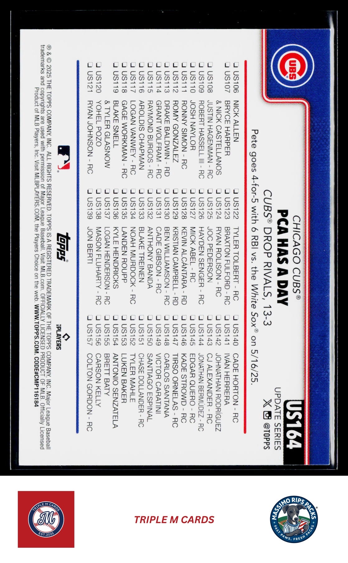 2025 Topps Update #US164 PCA Has A Day