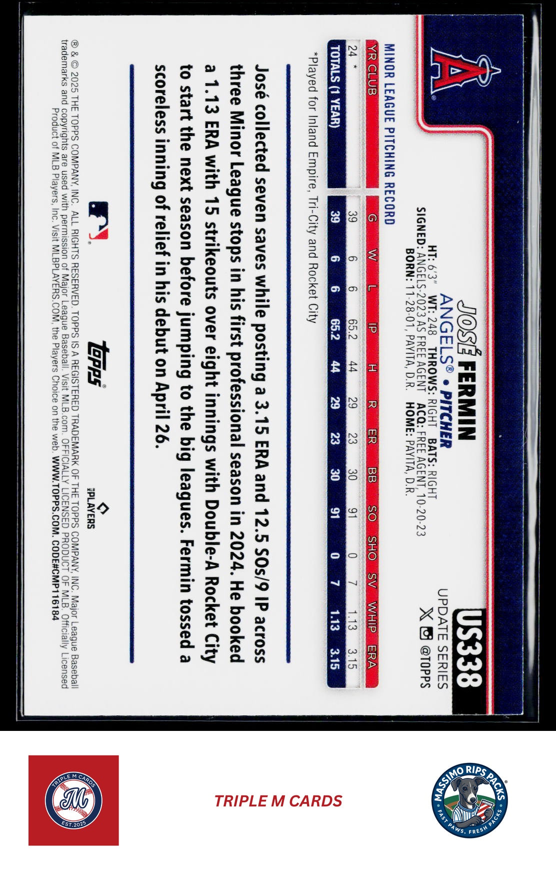 2025 Topps Update #US338 José Fermin