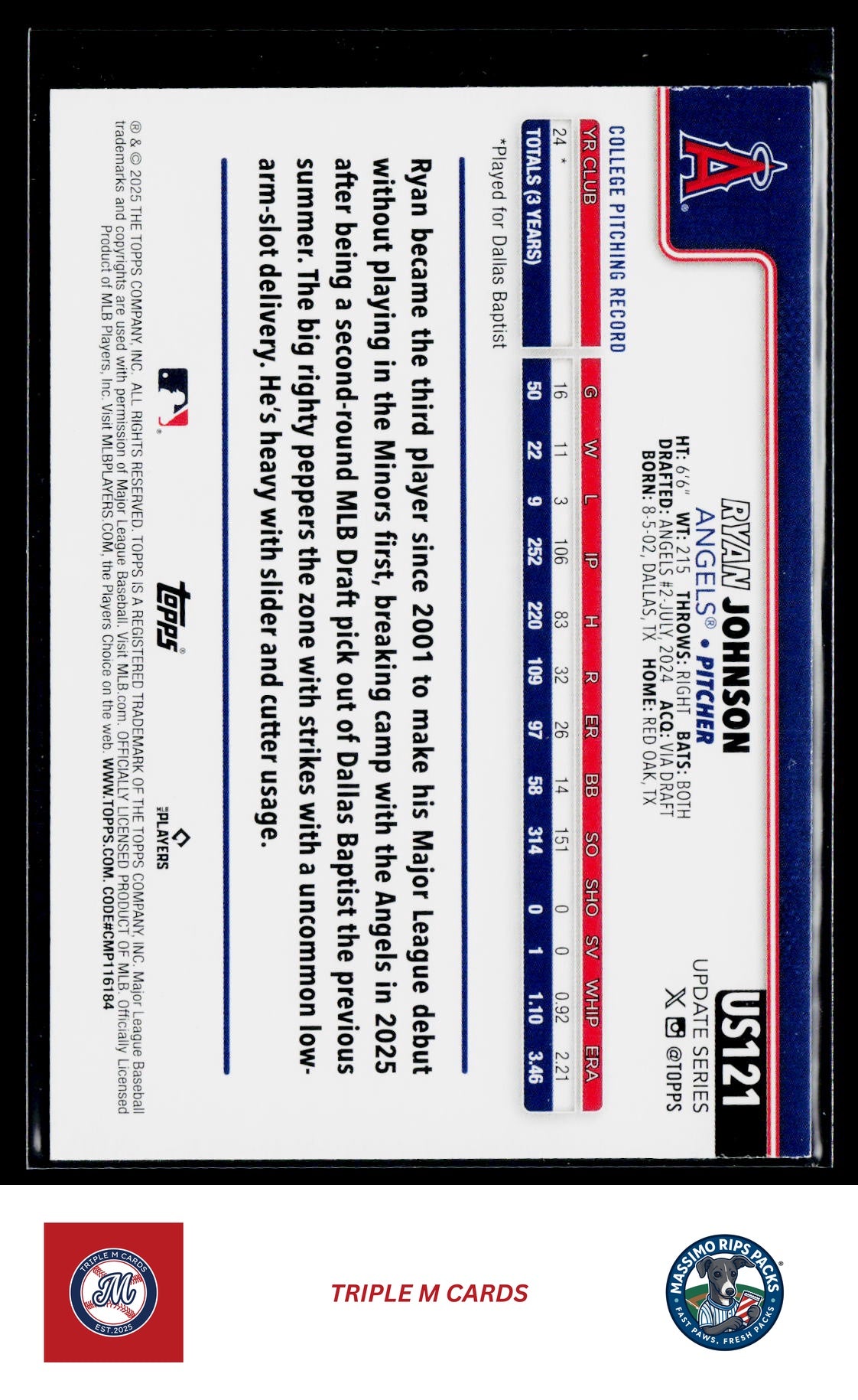 2025 Topps Update #US121 Ryan Johnson