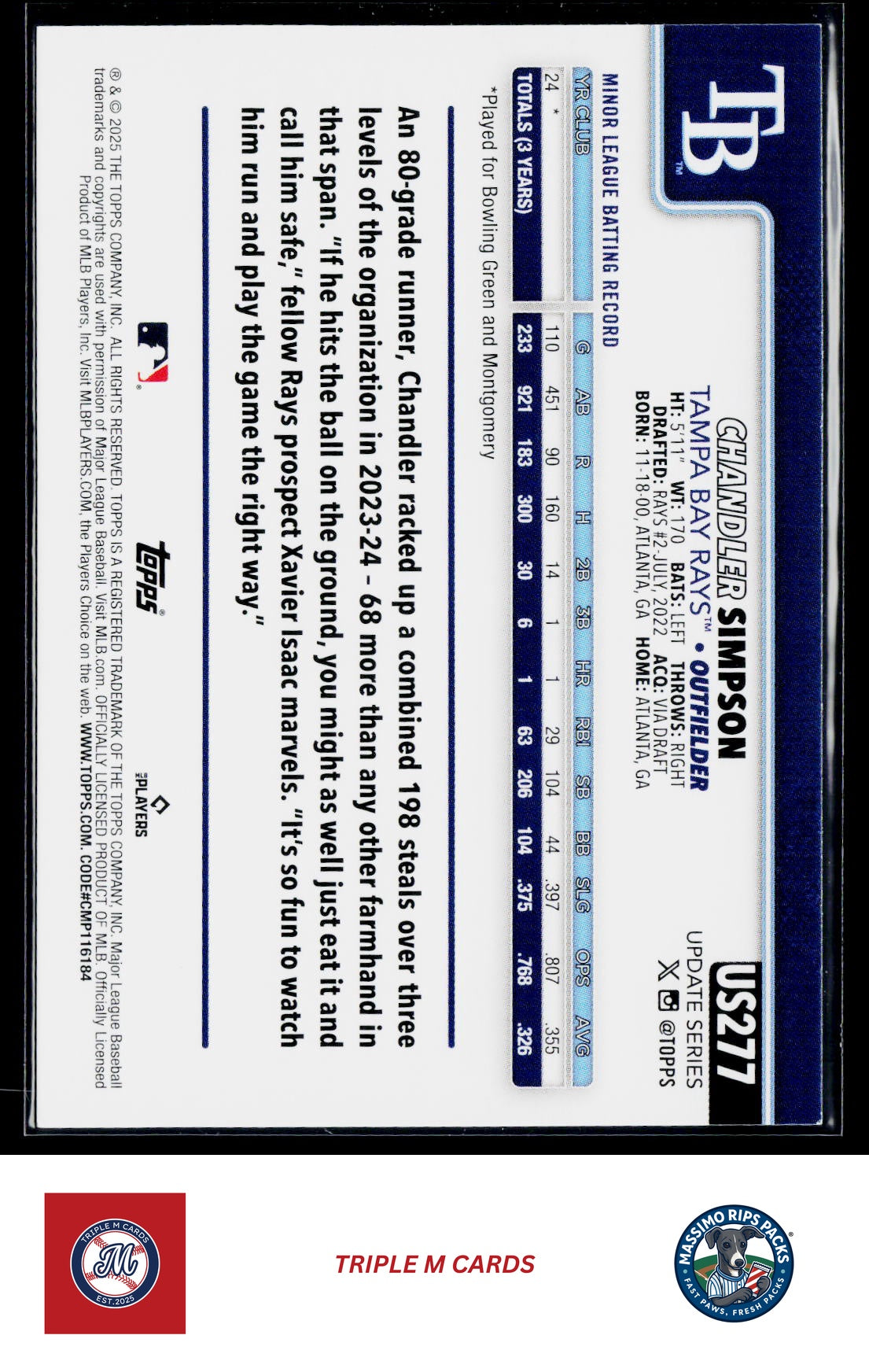 2025 Topps Update #US277 Chandler Simpson
