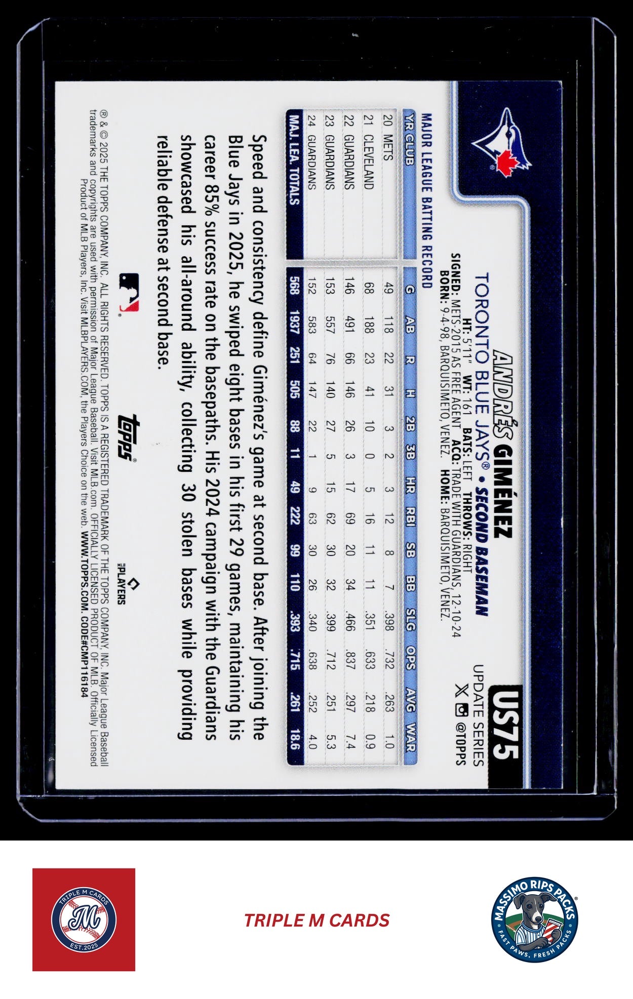 2025 Topps Update #US75 Andrés Giménez Holo Foil