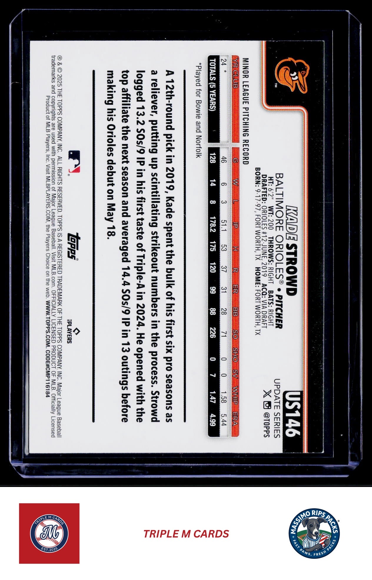 2025 Topps Update #US146 Kade Strowd Holo Foil