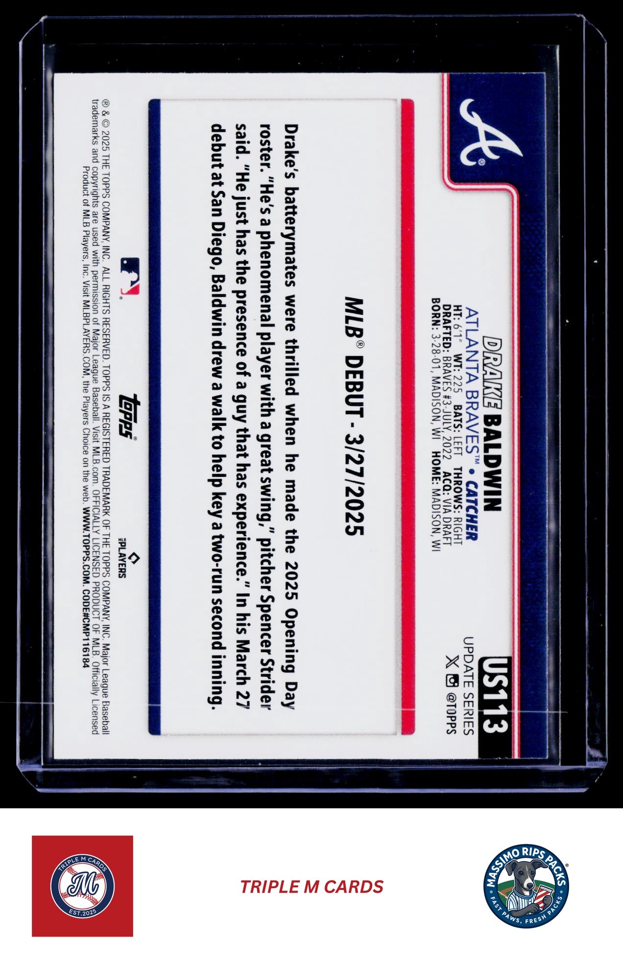 2025 Topps Update #US113 Drake Baldwin