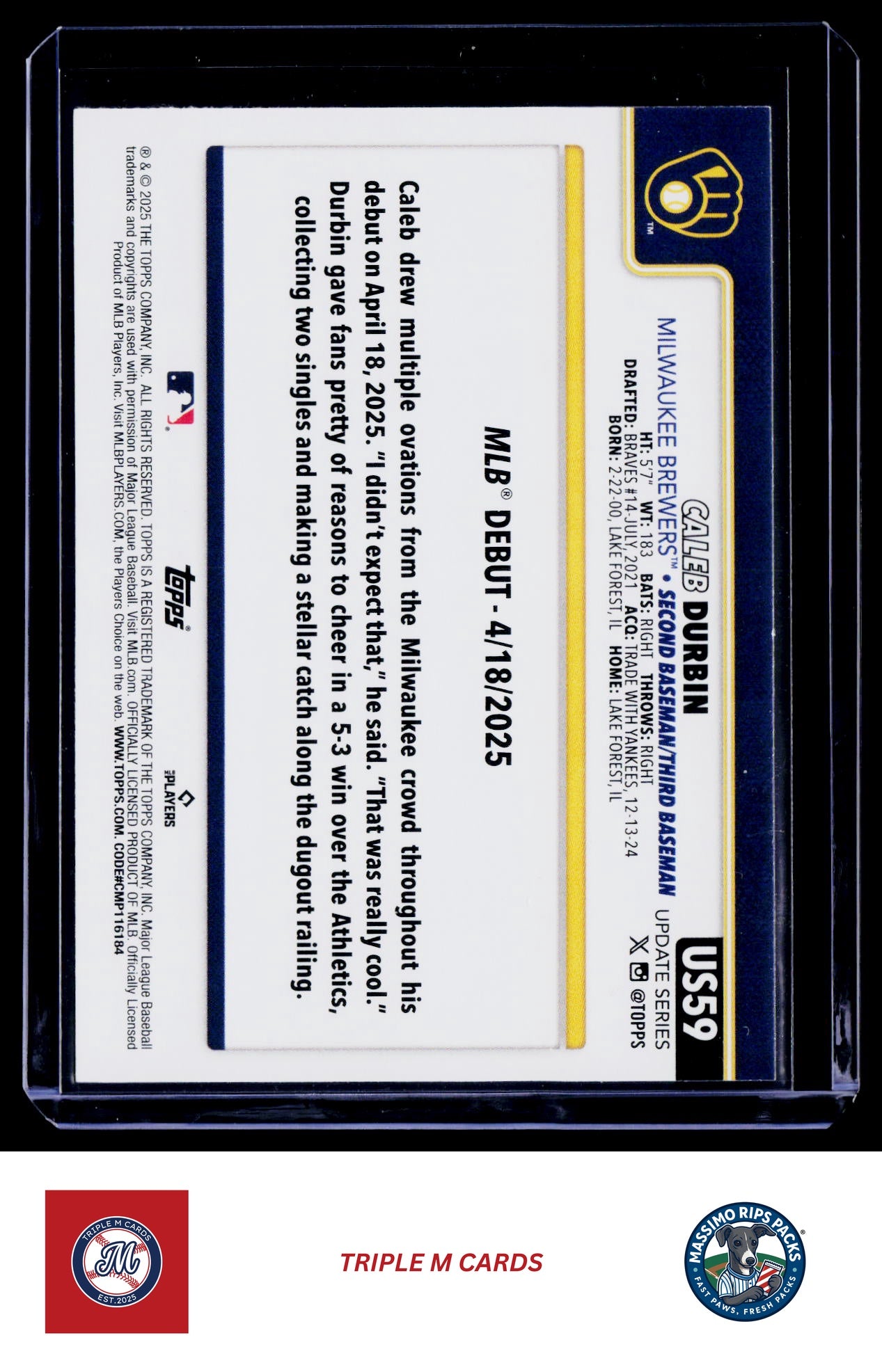 2025 Topps Update #US59 Caleb Durbin