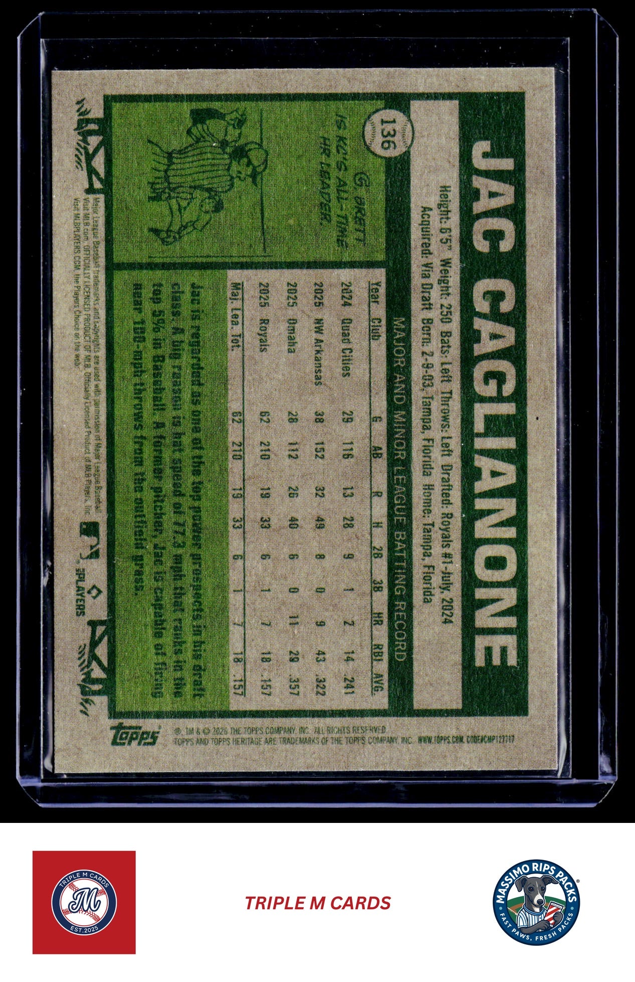 2026 Topps Heritage #136 Jac Caglianone