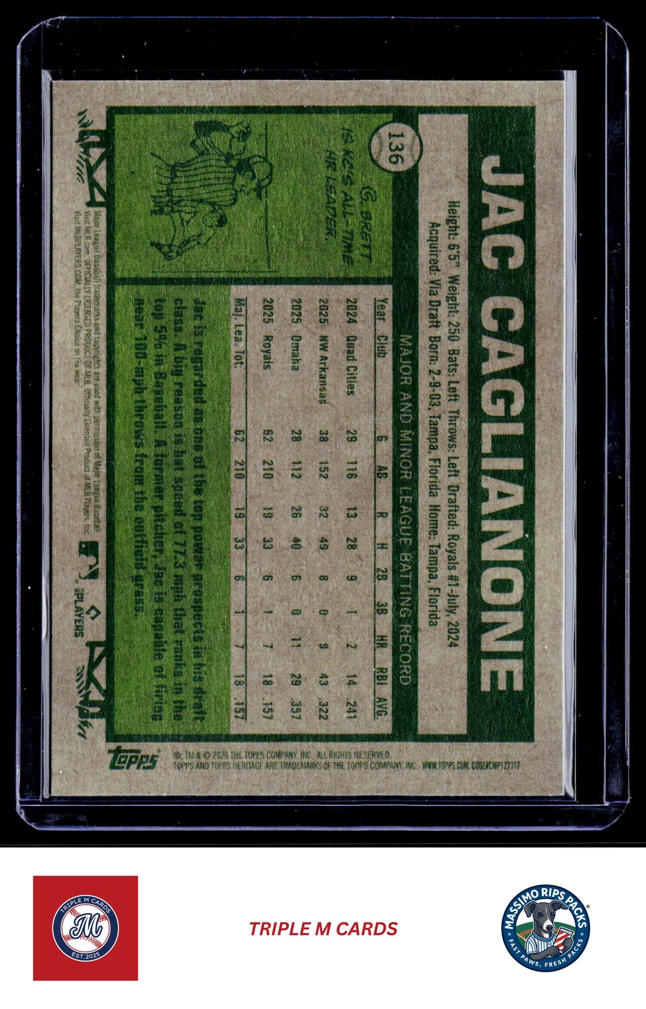 2026 Topps Heritage #136 Jac Caglianone