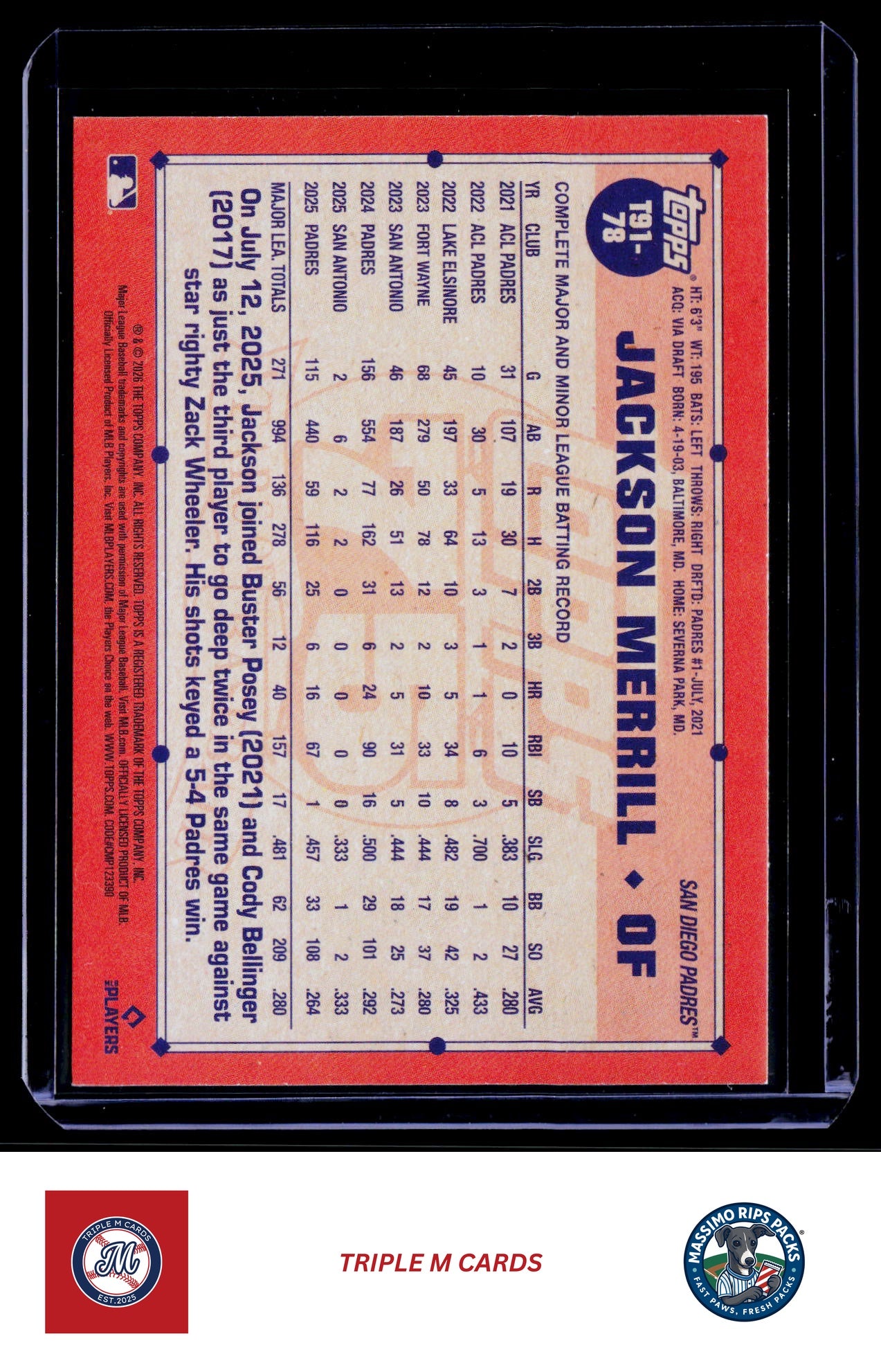 2026 Topps #T91-78 Jackson Merrill