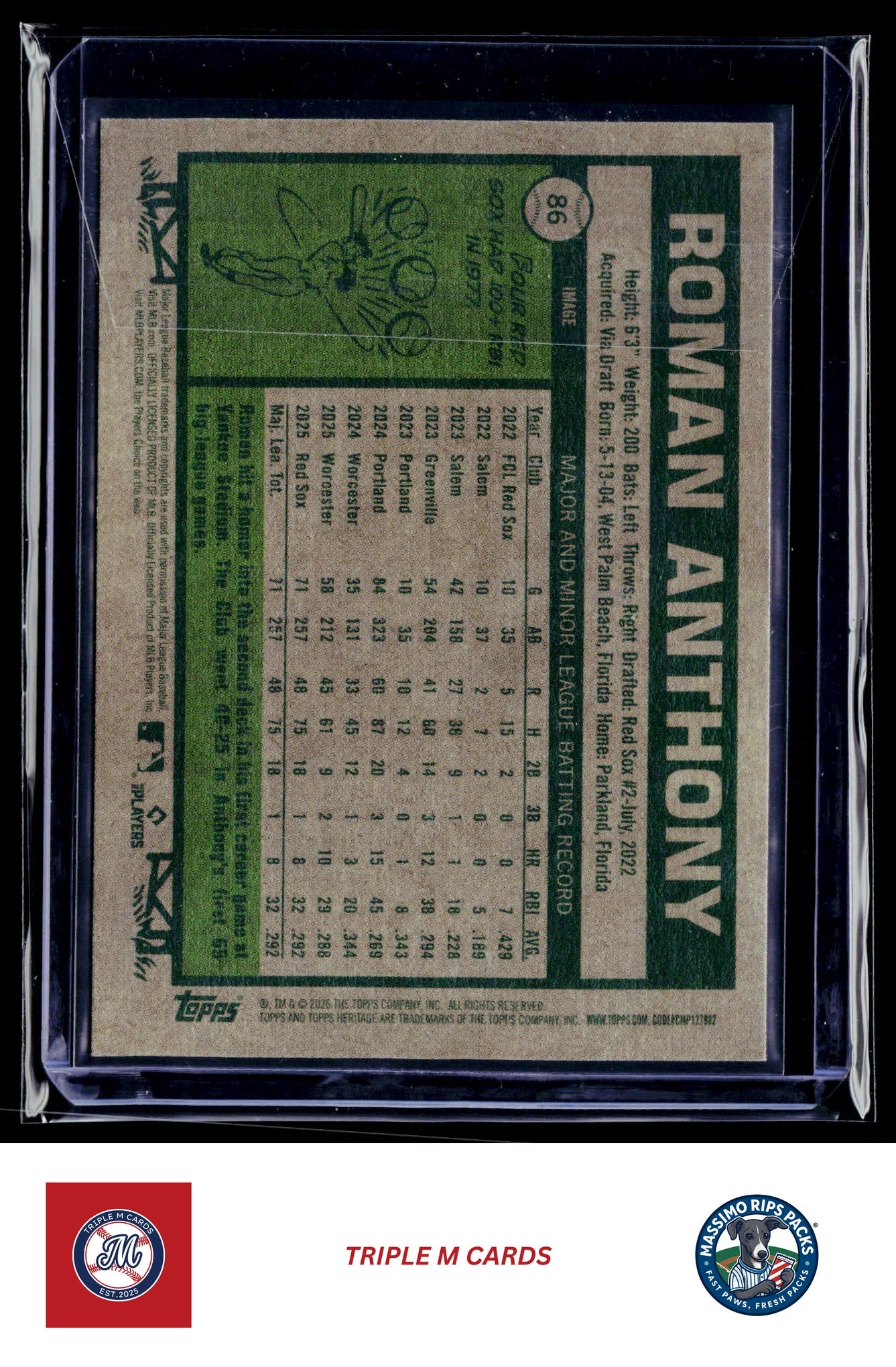 2026 Topps Heritage #86 Roman Anthony Flip Stock
