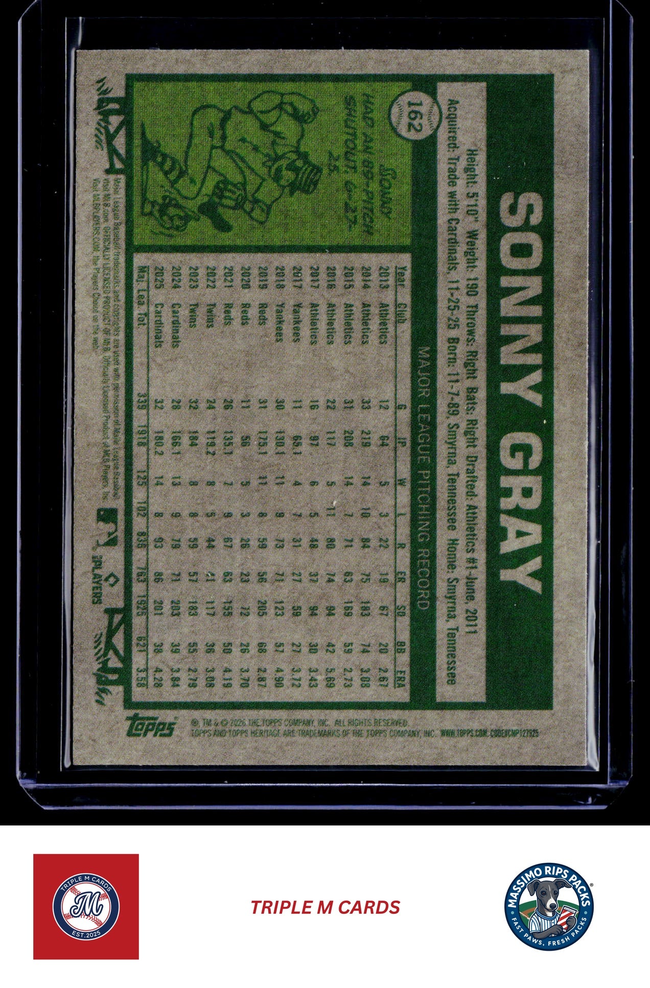 2026 Topps Heritage #162 Sonny Gray Chrome Light Blue Sparkle Refractors