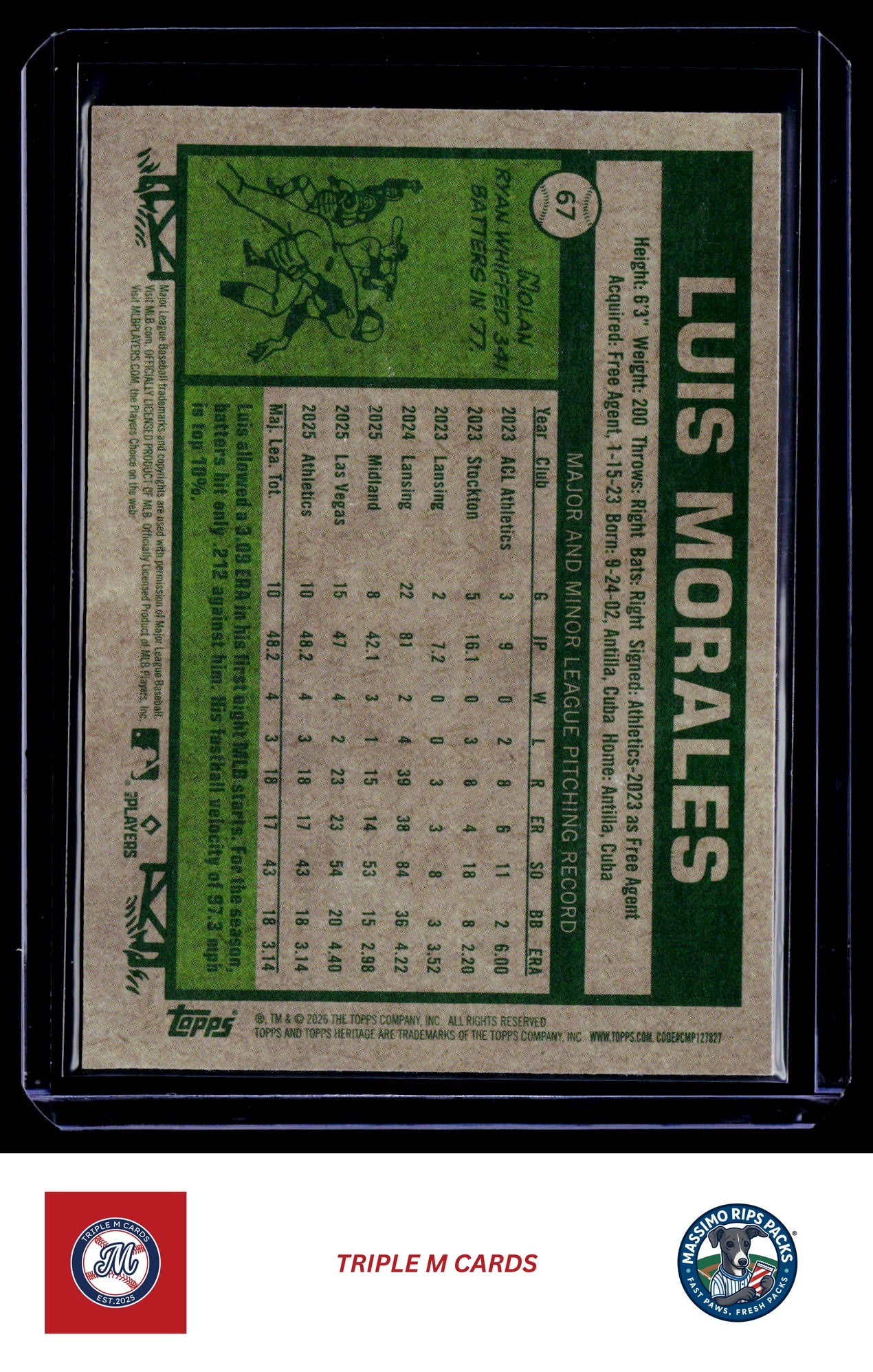 2026 Topps Heritage #67 Luis Morales Chrome Light Blue Sparkle Refractors