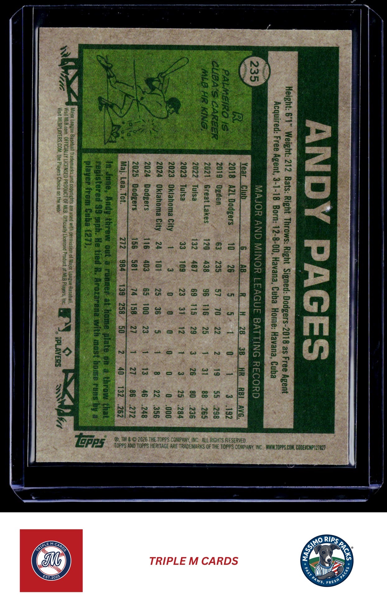 2026 Topps Heritage #235 Andy Pages Chrome Light Blue Sparkle Refractors
