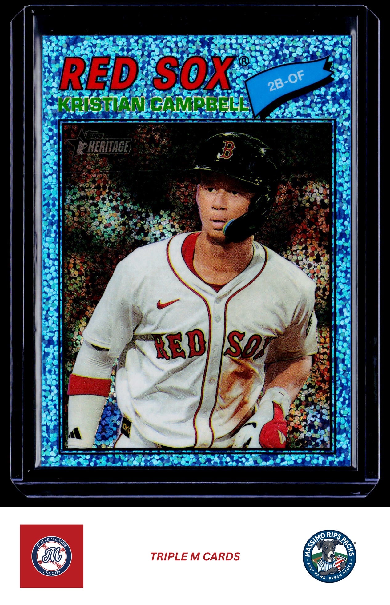 2026 Topps Heritage #367 Kristian Campbell Chrome Light Blue Sparkle Refractors