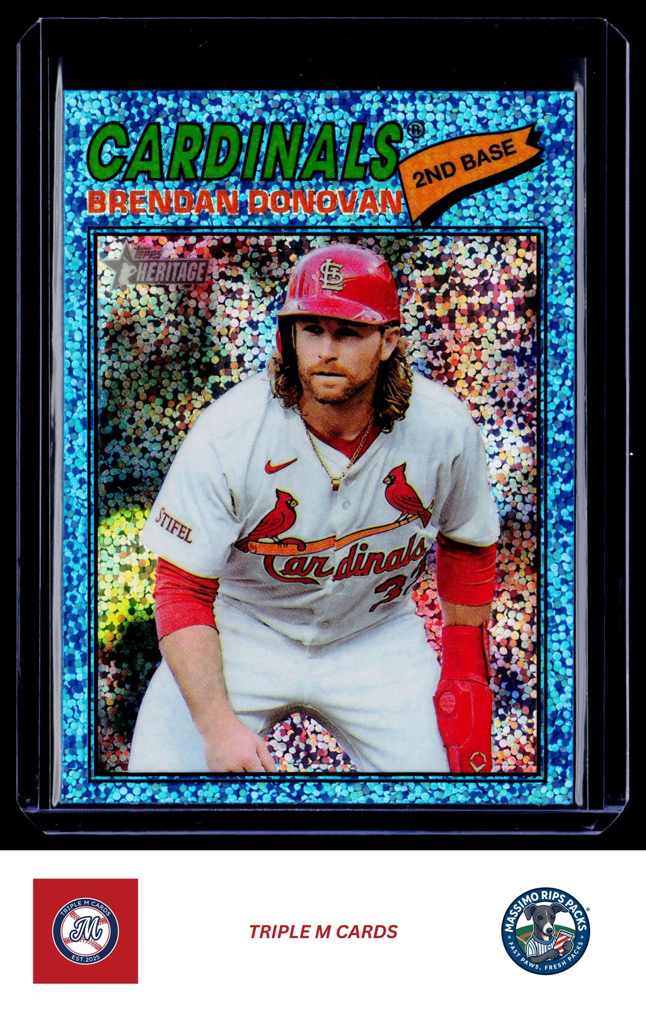 2026 Topps Heritage #95 Brendan Donovan Chrome Light Blue Sparkle Refractors