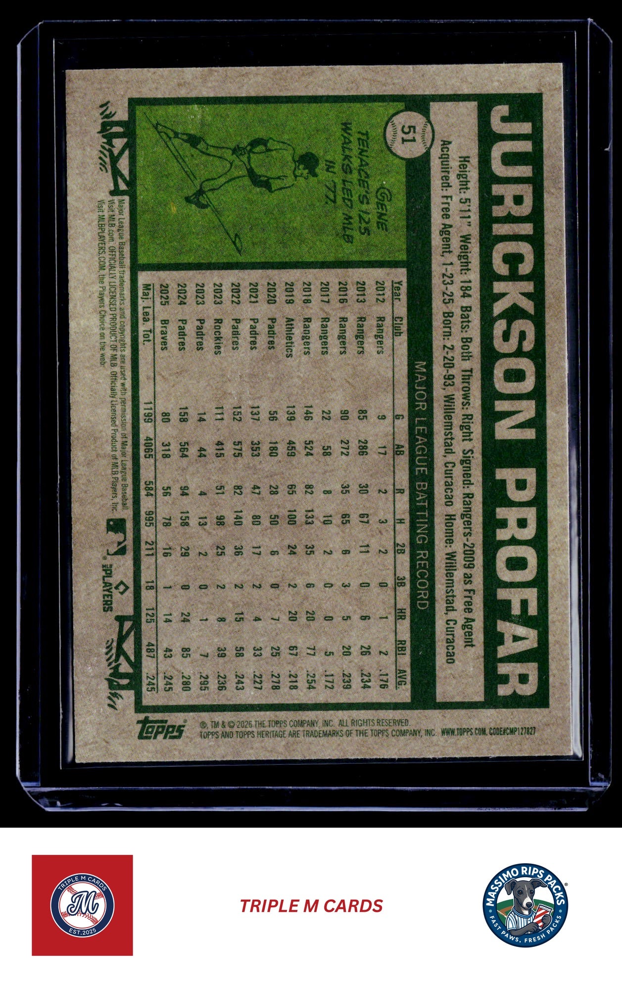 2026 Topps Heritage #51 Jurickson Profar Chrome Light Blue Sparkle Refractors