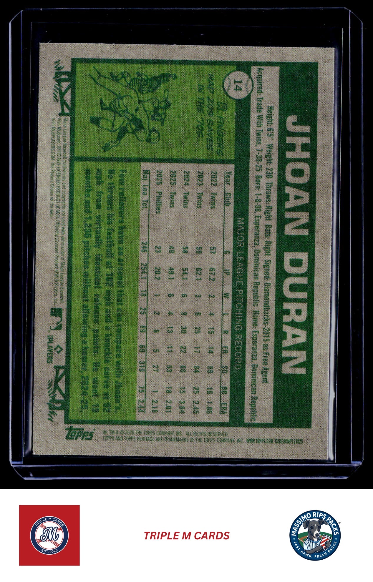 2026 Topps Heritage #14 Jhoan Duran Chrome Light Blue Sparkle Refractors