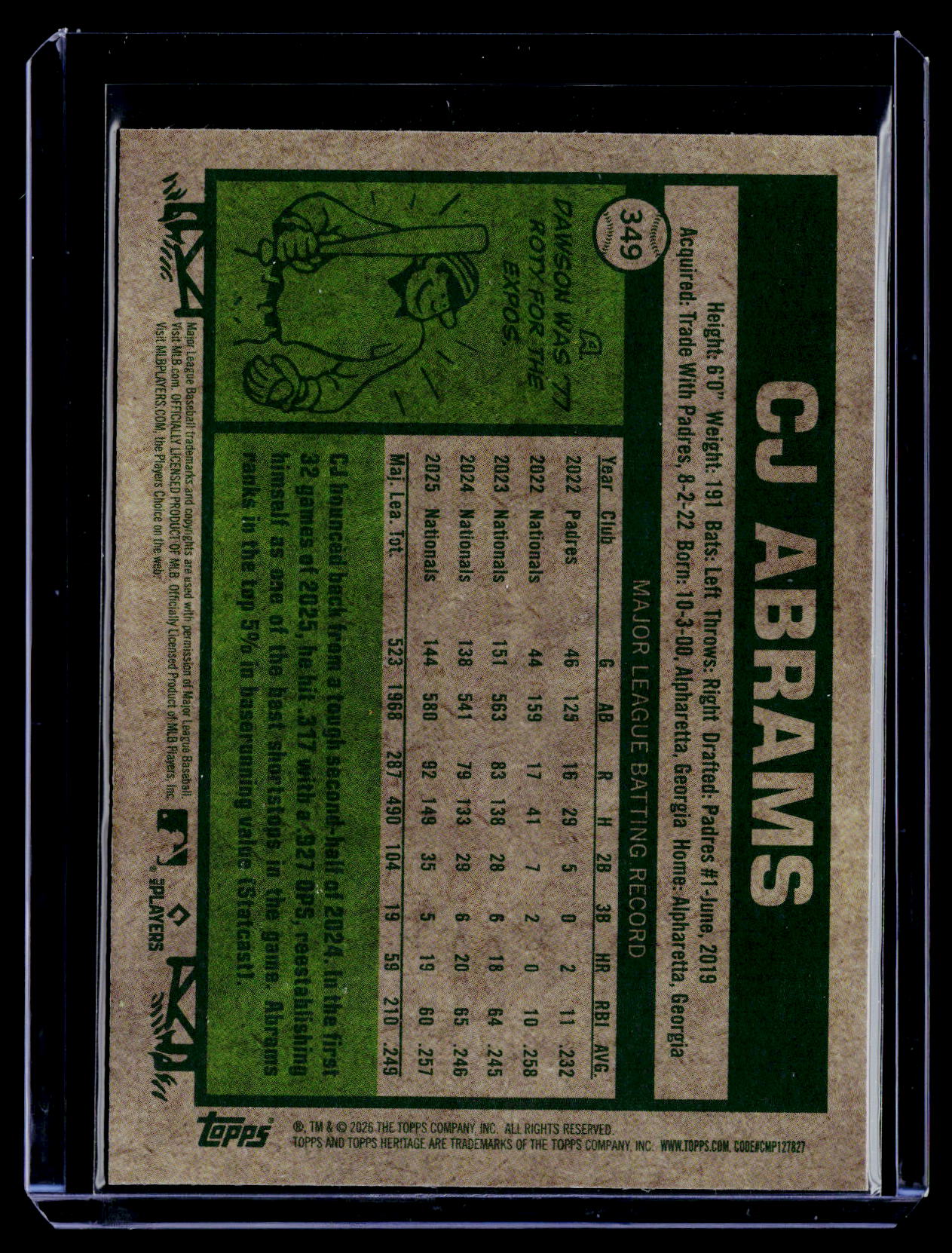 2026 Topps Heritage #349 CJ Abrams Chrome Burgundy Sparkle Refractors