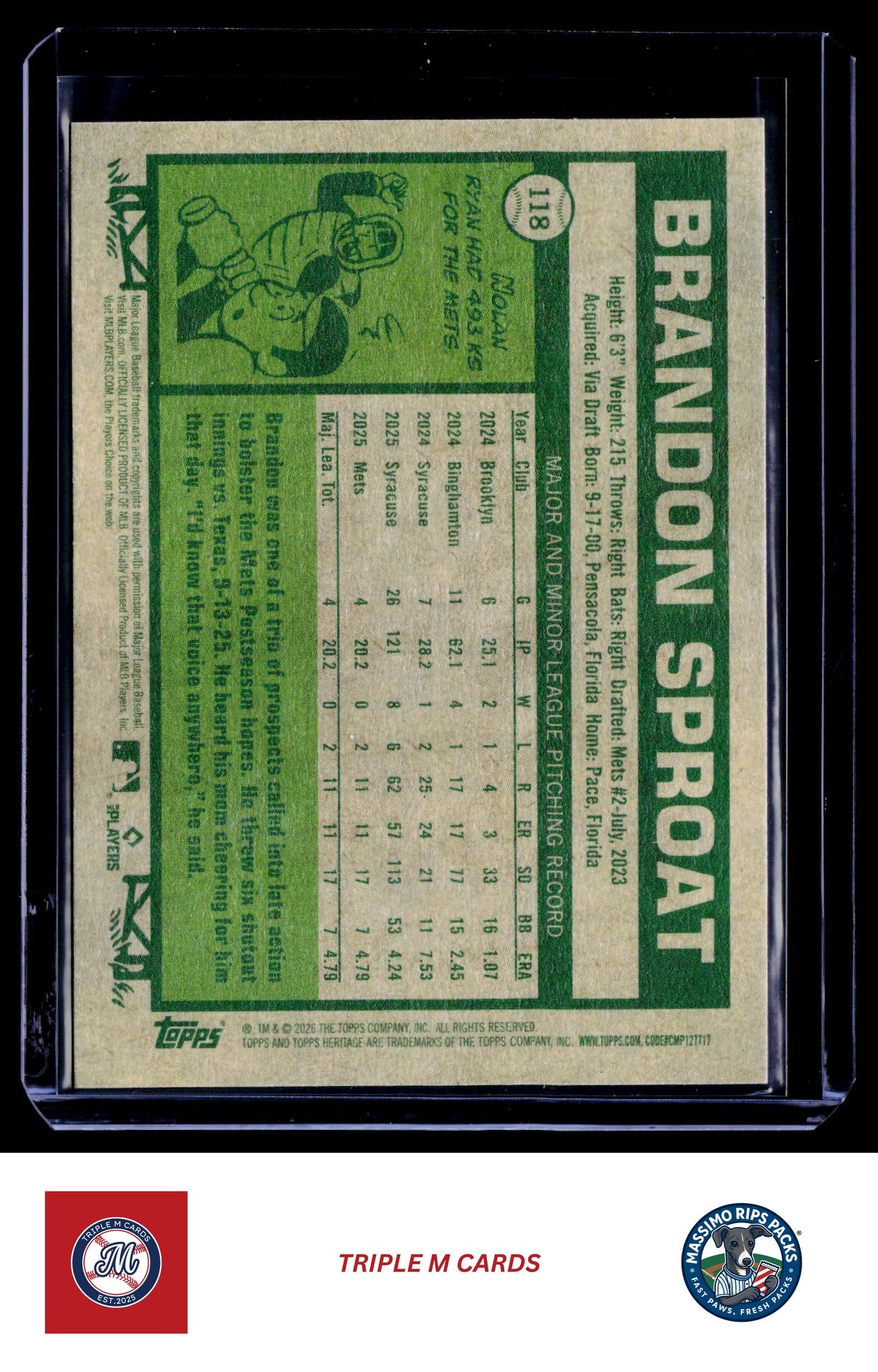 2026 Topps Heritage #118 Brandon Sproat