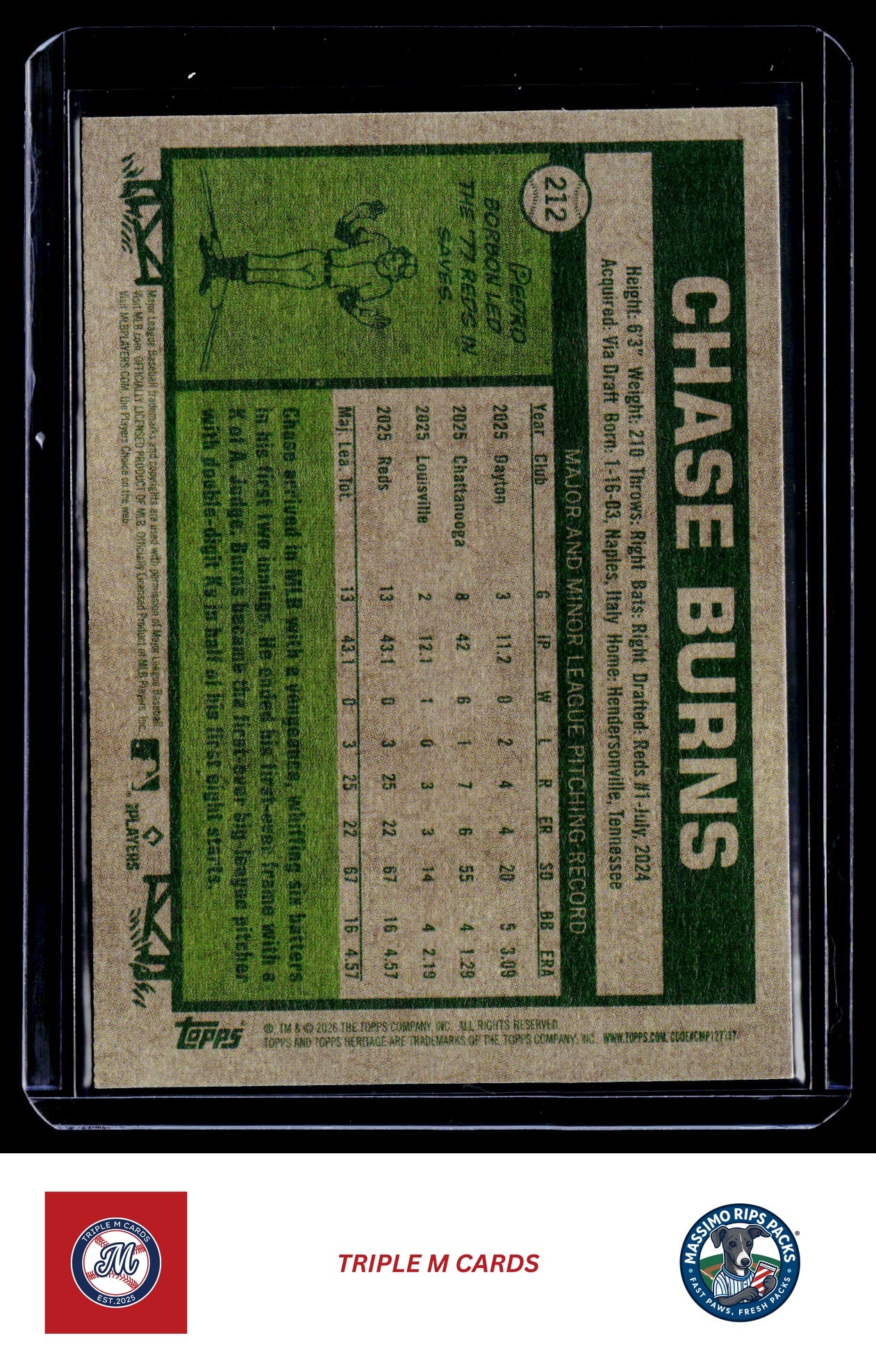 2026 Topps Heritage #212 Chase Burns