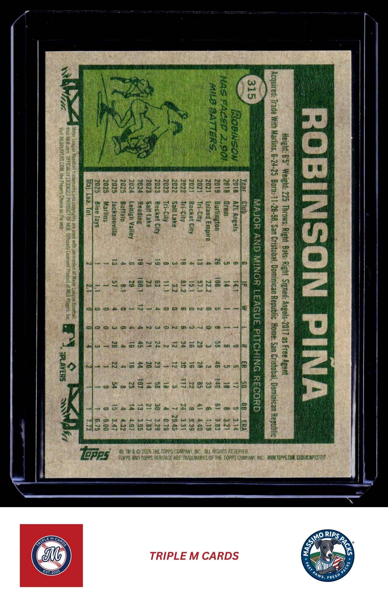 2026 Topps Heritage #315 Robinson Pina