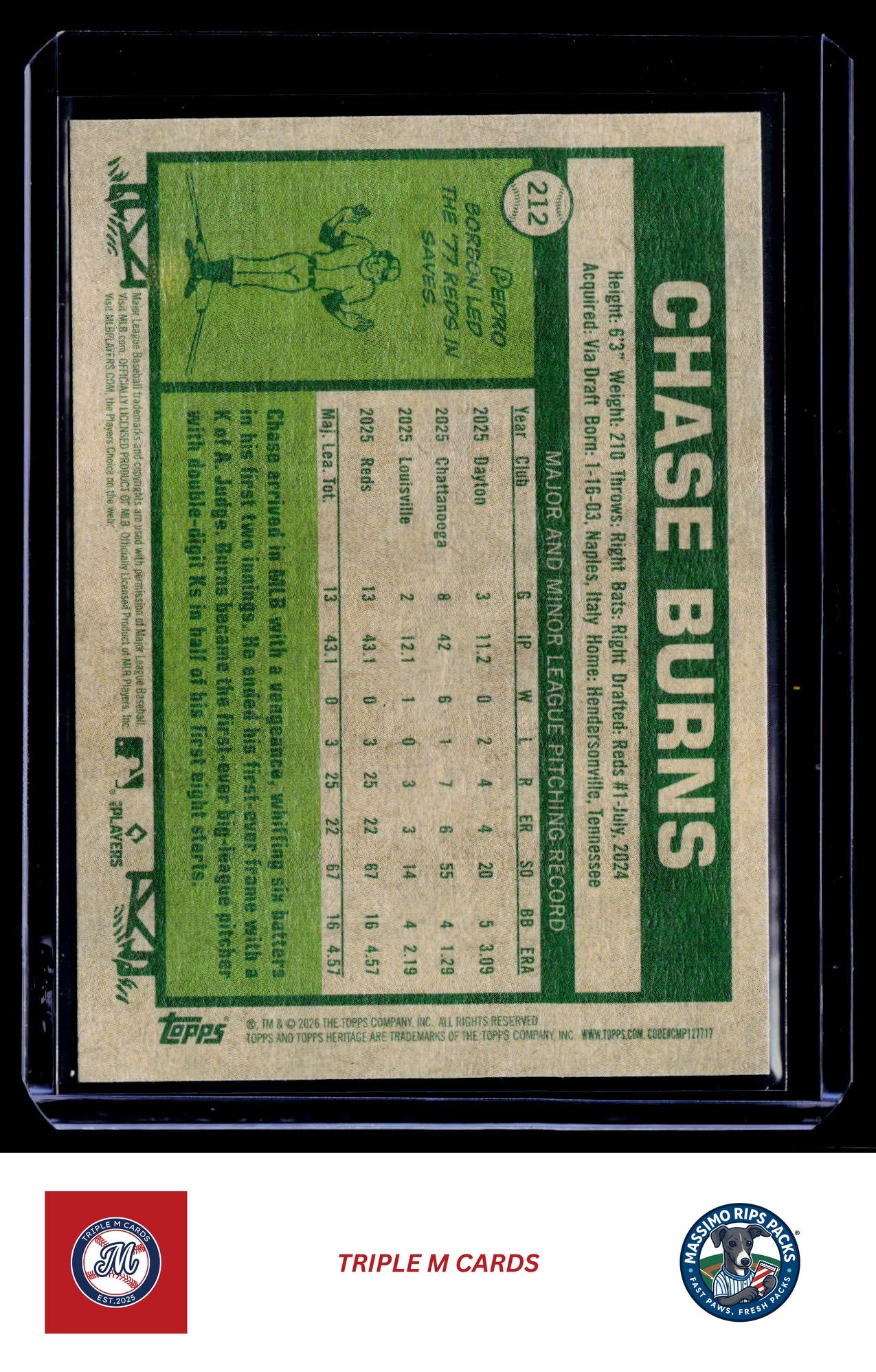 2026 Topps Heritage #212 Chase Burns