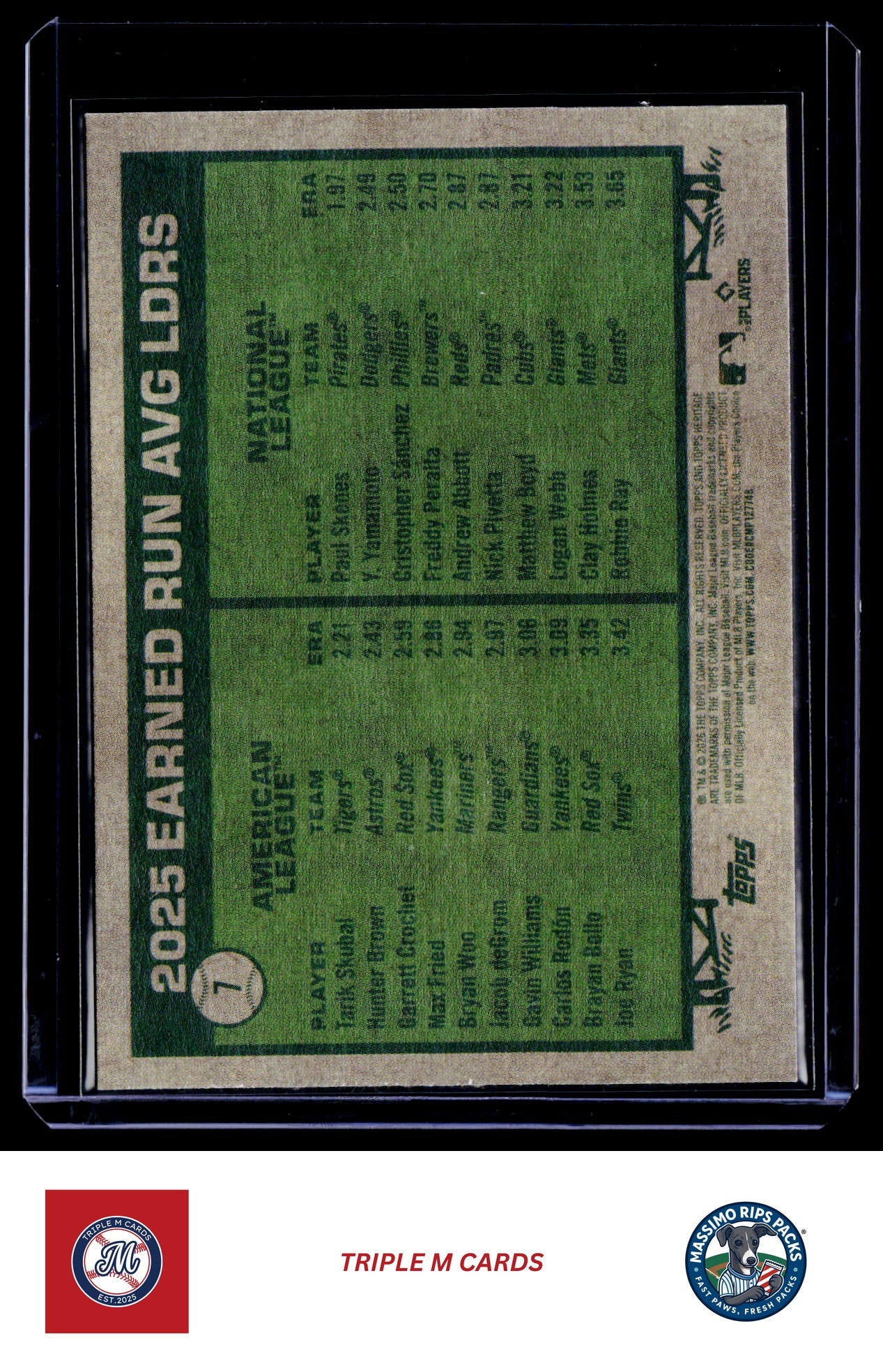 2026 Topps Heritage #7 2025 ERA Leaders (Tarik Skubal / Paul Skenes)