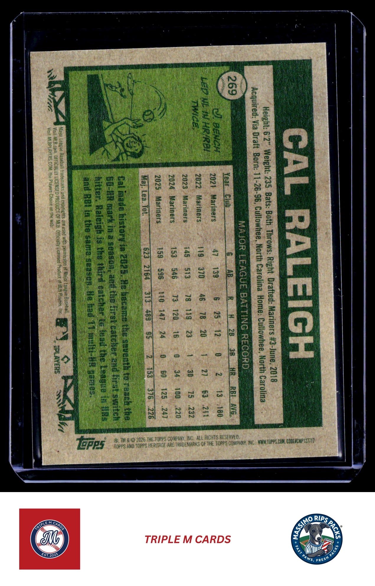 2026 Topps Heritage #269 Cal Raleigh