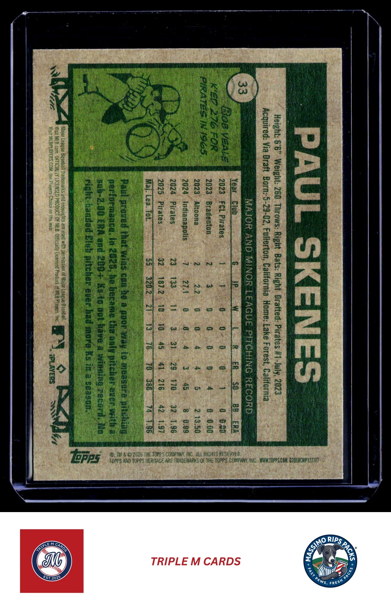 2026 Topps Heritage #33 Paul Skenes