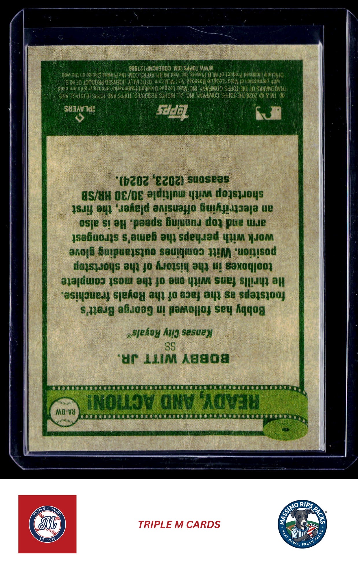 2026 Topps Heritage #RA-BW Bobby Witt Jr Ready, and Action!