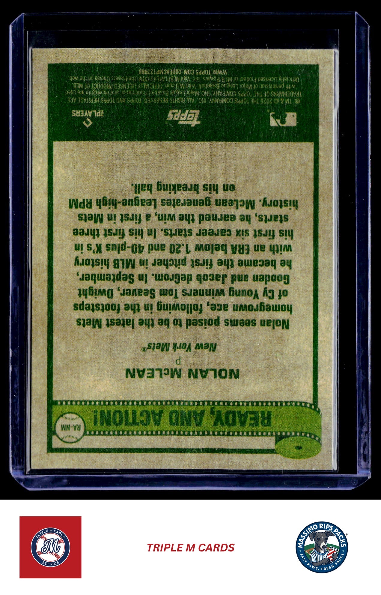 2026 Topps Heritage #RA-NM Nolan McLean Ready, and Action!