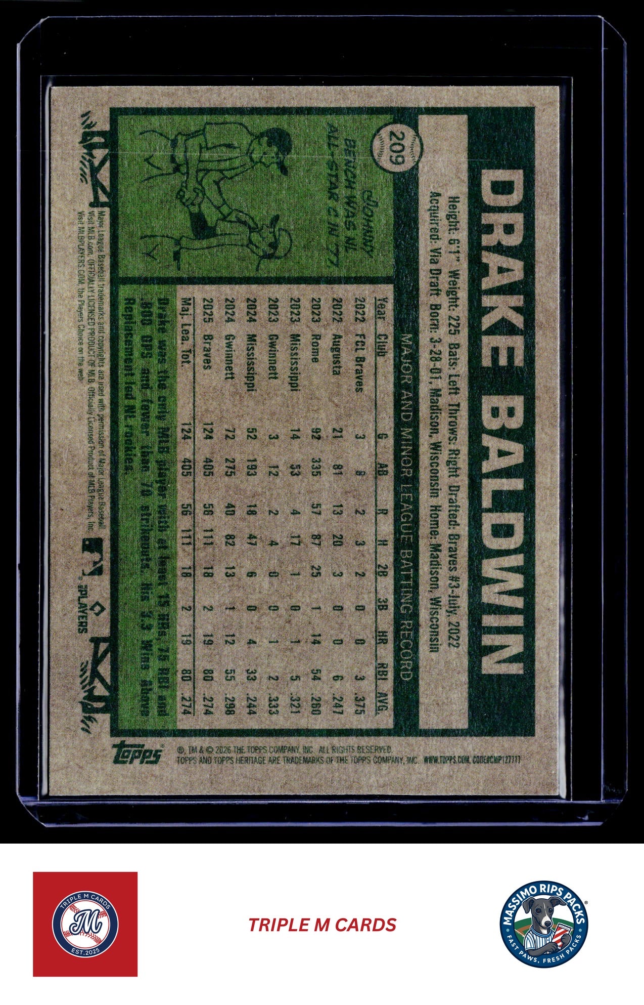 2026 Topps Heritage #209 Drake Baldwin