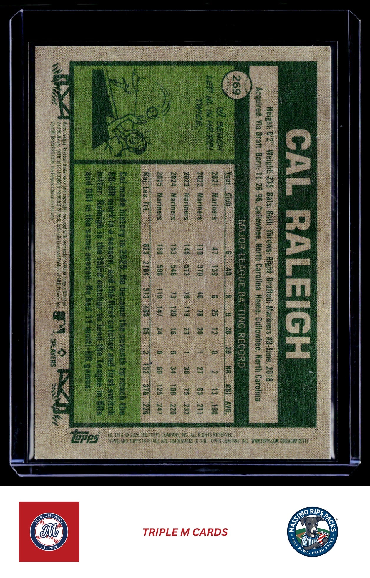 2026 Topps Heritage #269 Cal Raleigh