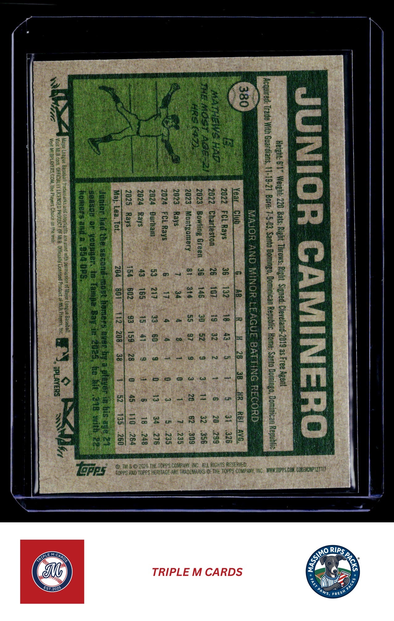 2026 Topps Heritage #380 Junior Caminero