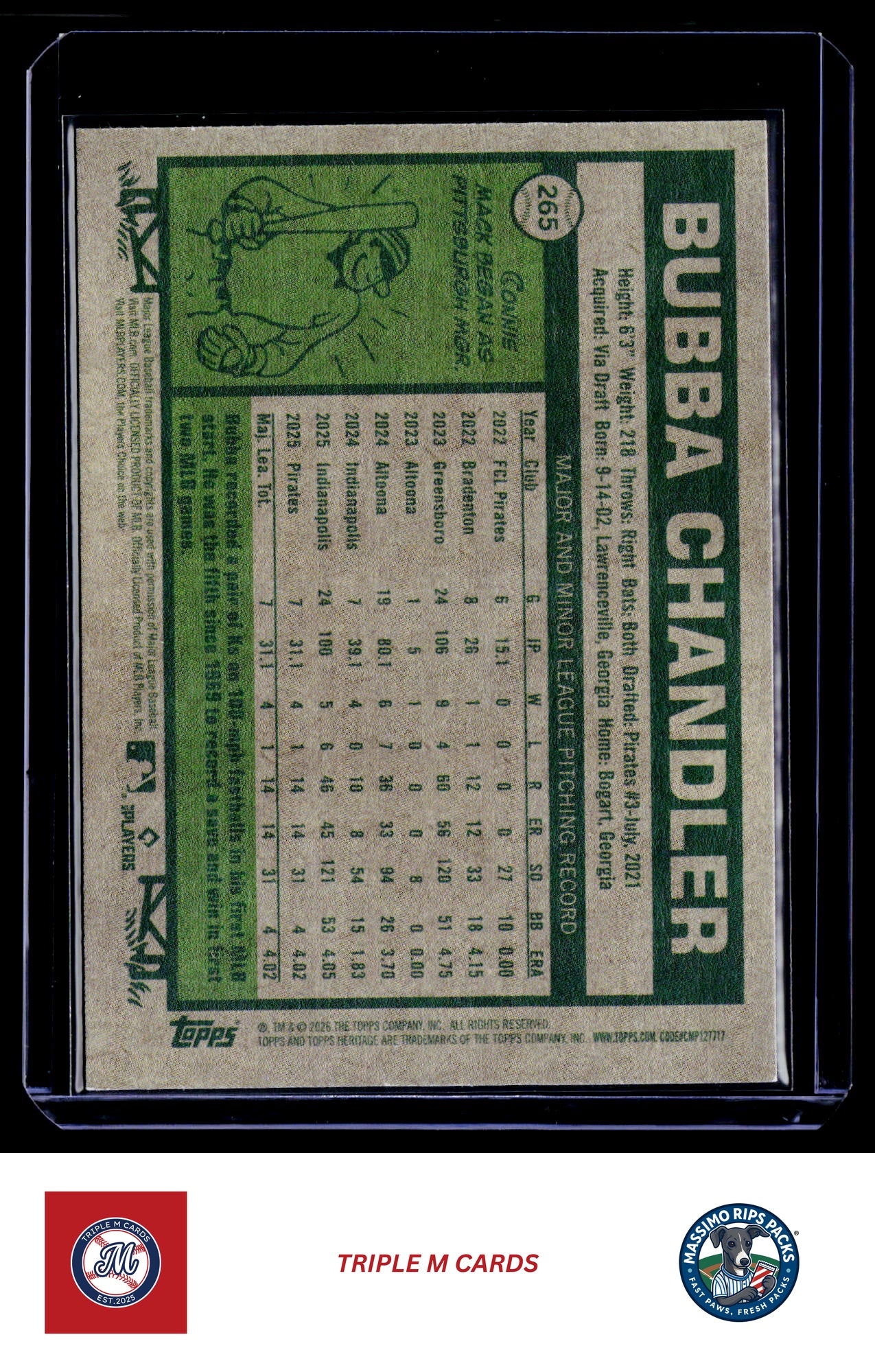 2026 Topps Heritage #265 Bubba Chandler