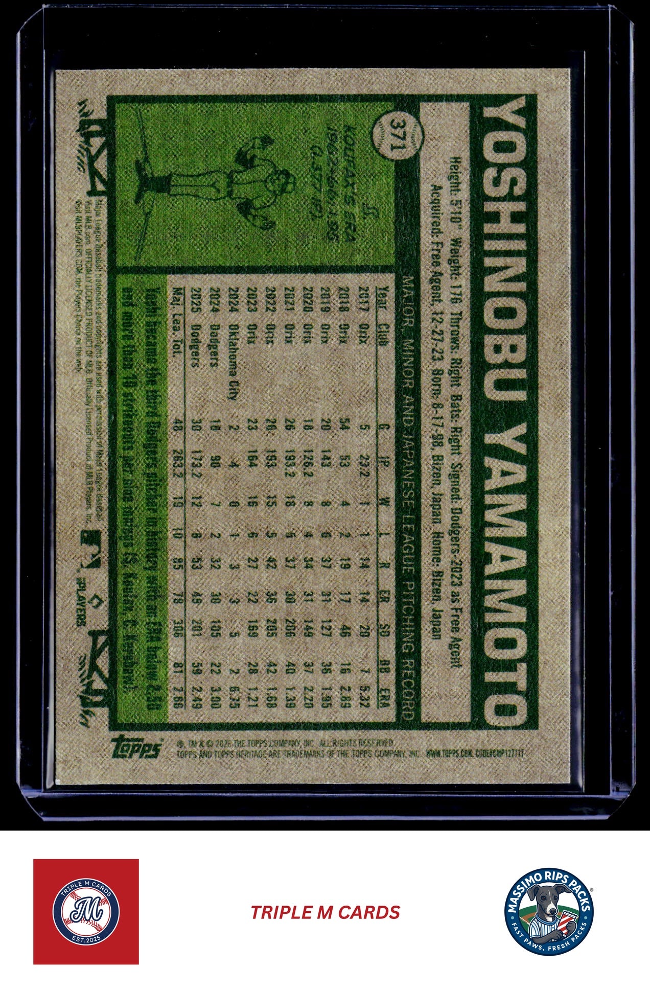 2026 Topps Heritage #371 Yoshinobu Yamamoto