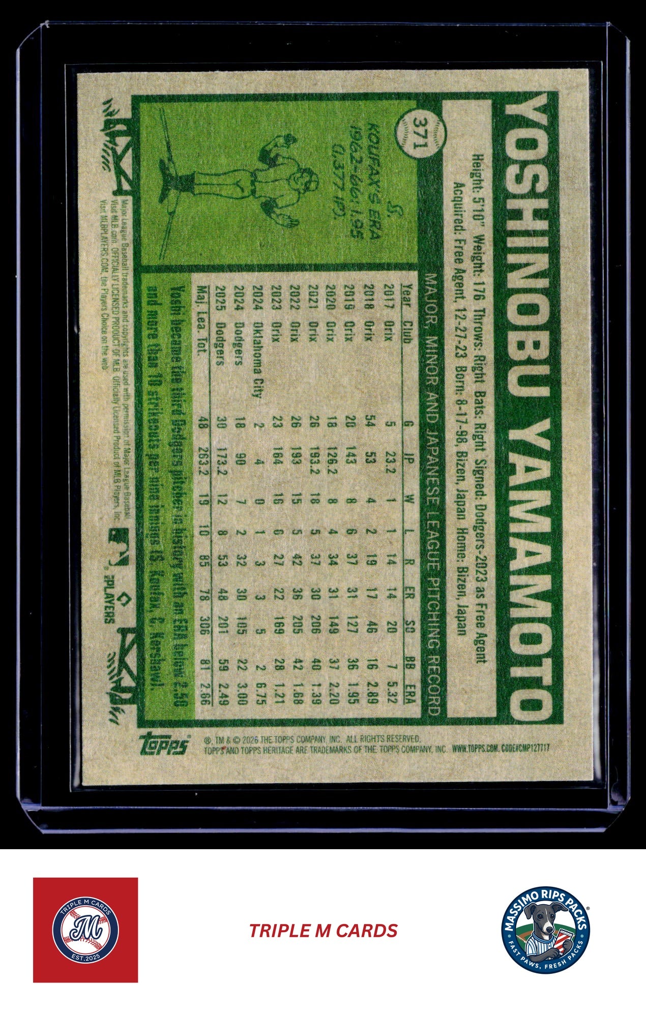 2026 Topps Heritage #371 Yoshinobu Yamamoto
