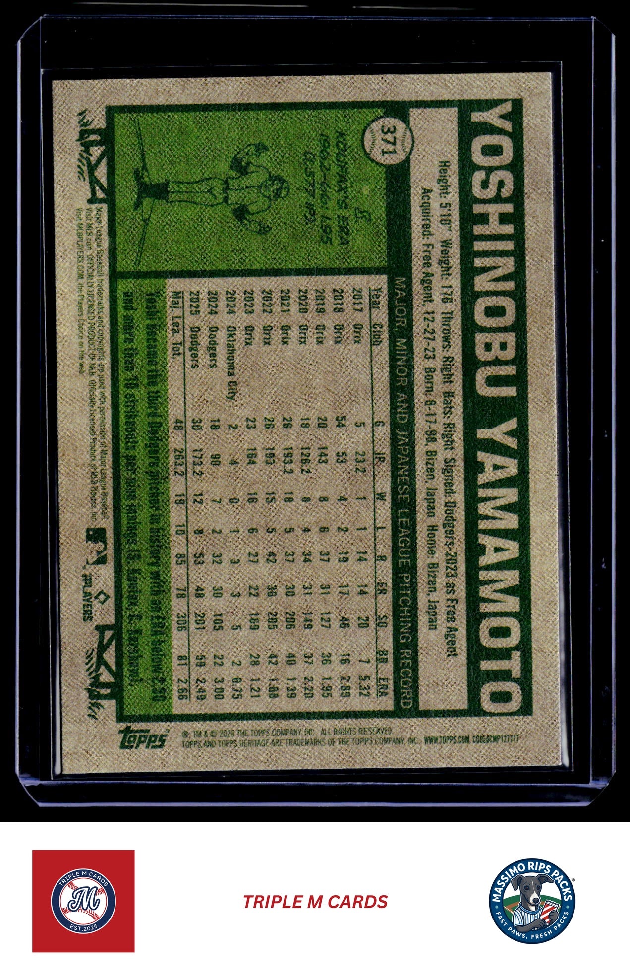 2026 Topps Heritage #371 Yoshinobu Yamamoto