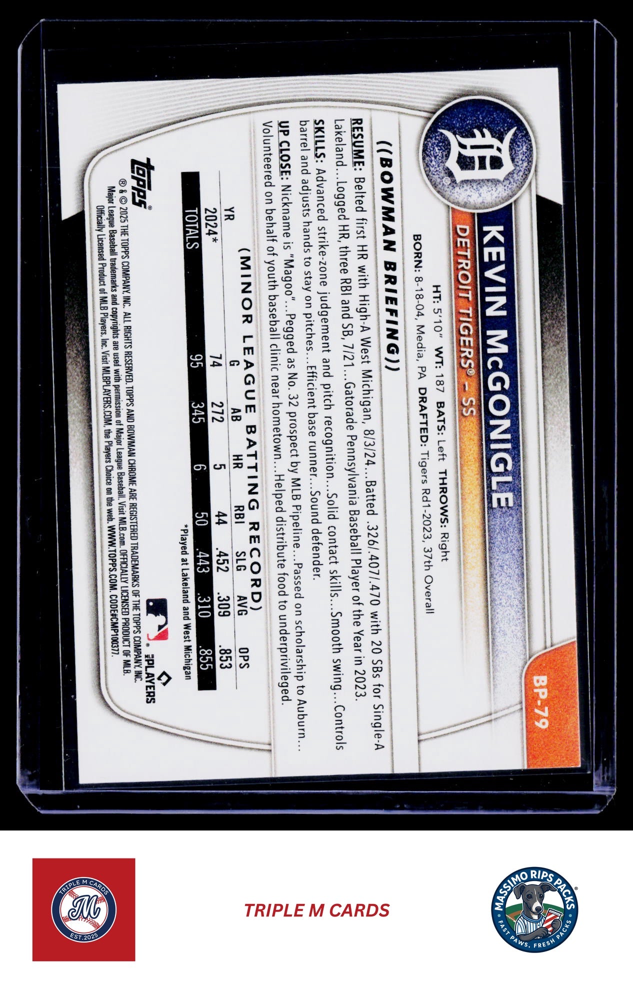 2025 Bowman #BP-79 Kevin McGonigle Prospects